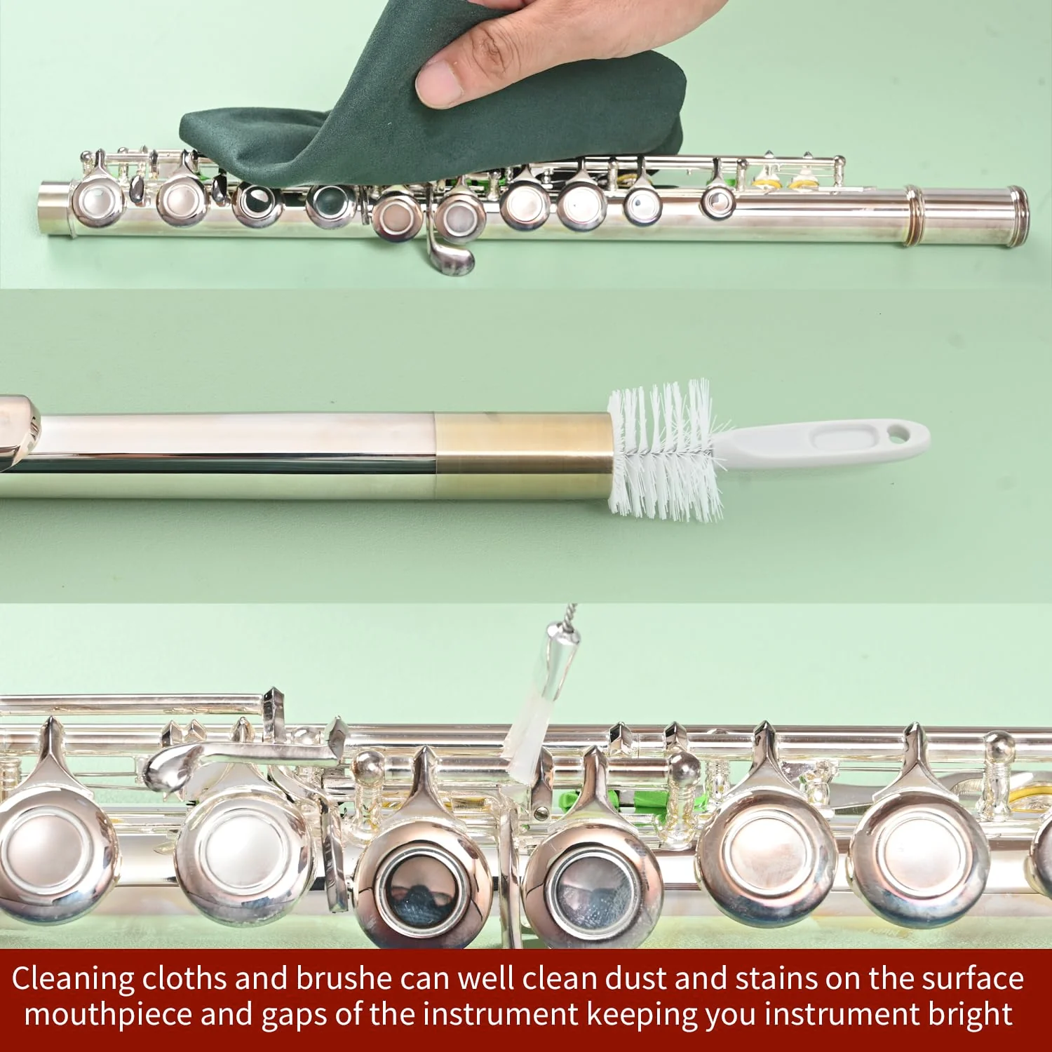 Flute Cleaning Kit 9-in-1 with Key Oil and Microfiber Swab, Professional Woodwind Care Set for Flute and Piccolo Maintenance, Includes Cleaning Rod, Mouthpiece Brush and Screwdriver, 6.4oz - Image 4