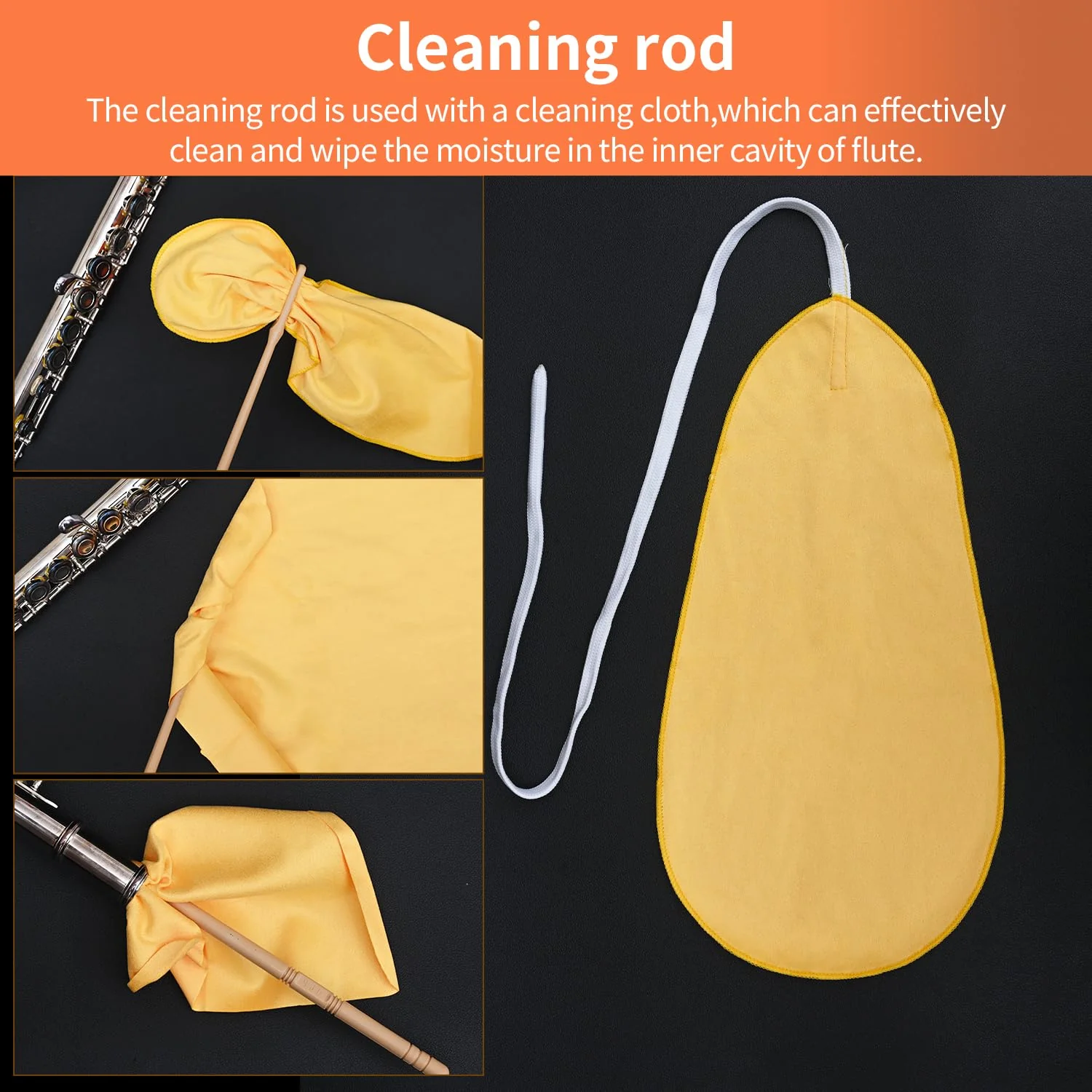Flute Cleaning Kit, 9-in-1 Woodwind Maintenance Care Set with Microfiber Swab, Key Oil, Cork Grease, Rod & Screwdriver, Professional Accessories Compatible with Standard Flutes and Piccolos - Image 3