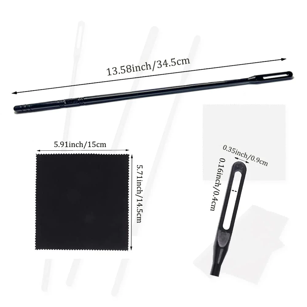 Flute Cleaning Kit Flute Cleaning Rod with 4pcs Flute Cleaning Cloth Flute Cleaning Swabs Flute Polishing Cloth Flute Stick Flute Cleaner Flute Cleaning Tools for Flute maintenance tools, black - Image 4