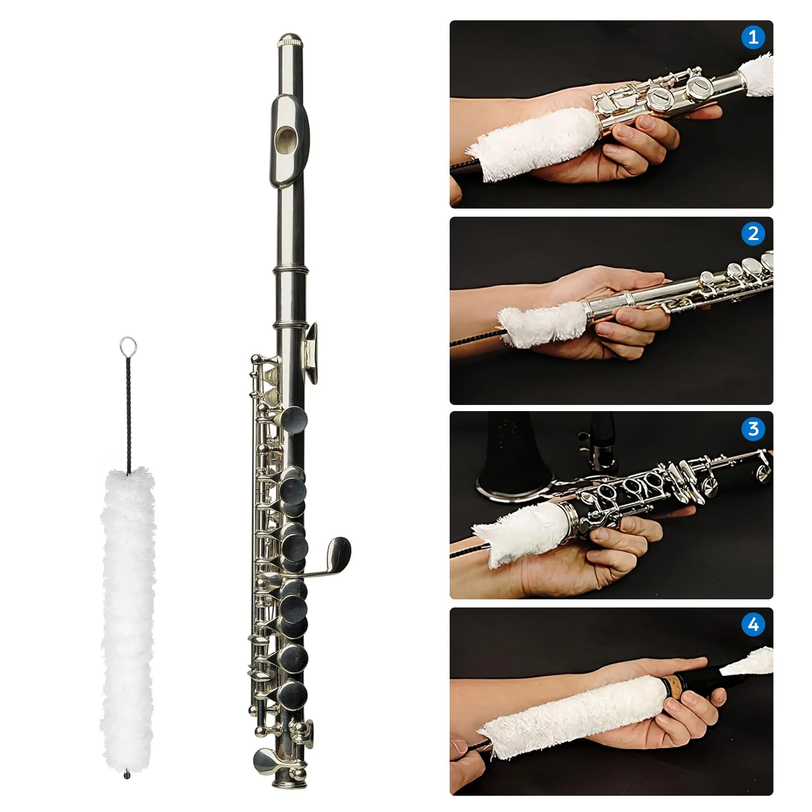 Flute Cleaning Kit Flute Cotton Cleaning Brush Swab for Flute Repair and Cleaning - Image 5