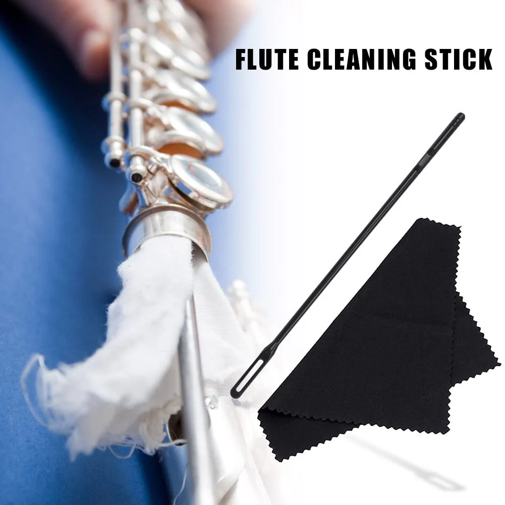 Flute Cleaning Rod with 3pcs Cleaning Swabs Flute Cleaning Kit Flute Cleaner Flute Polishing Cloth, Black - Image 7