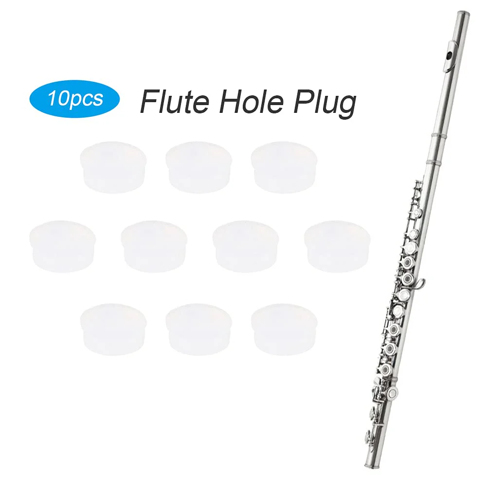 Flute Key Cover, 7x2.5mm Flutes Repair Part, 10Pcs Soft Rubber Open Hole Plug Flutes Repair Parts Musical Instrument Accessories for Most Types of Flute(Transparent) - Image 2