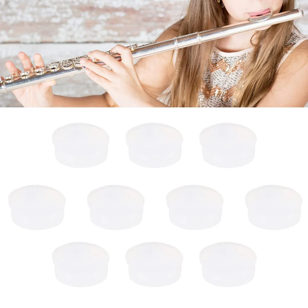 Flute Key Cover, 7x2.5mm Flutes Repair Part, 10Pcs Soft Rubber Open Hole Plug Flutes Repair Parts Musical Instrument Accessories for Most Types of Flute(Transparent) - Image 3