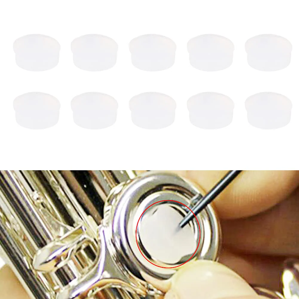 Flute Key Cover, 7x2.5mm Flutes Repair Part, 10Pcs Soft Rubber Open Hole Plug Flutes Repair Parts Musical Instrument Accessories for Most Types of Flute(Transparent) - Image 4