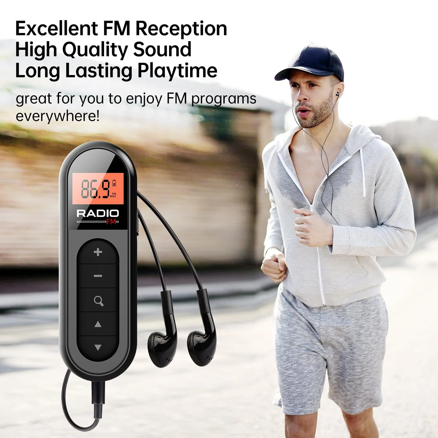 FM Portable Radio, Rechargeable Pocket Radio with Best Reception Digital Tuning, LCD Screen,Belt Clip, Stereo Sound Earphone Jack for Gym, Jogging, Walking, Camping - Image 3