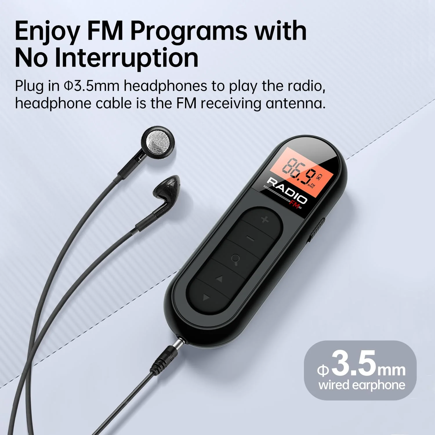 FM Portable Radio, Rechargeable Pocket Radio with Best Reception Digital Tuning, LCD Screen,Belt Clip, Stereo Sound Earphone Jack for Gym, Jogging, Walking, Camping - Image 5