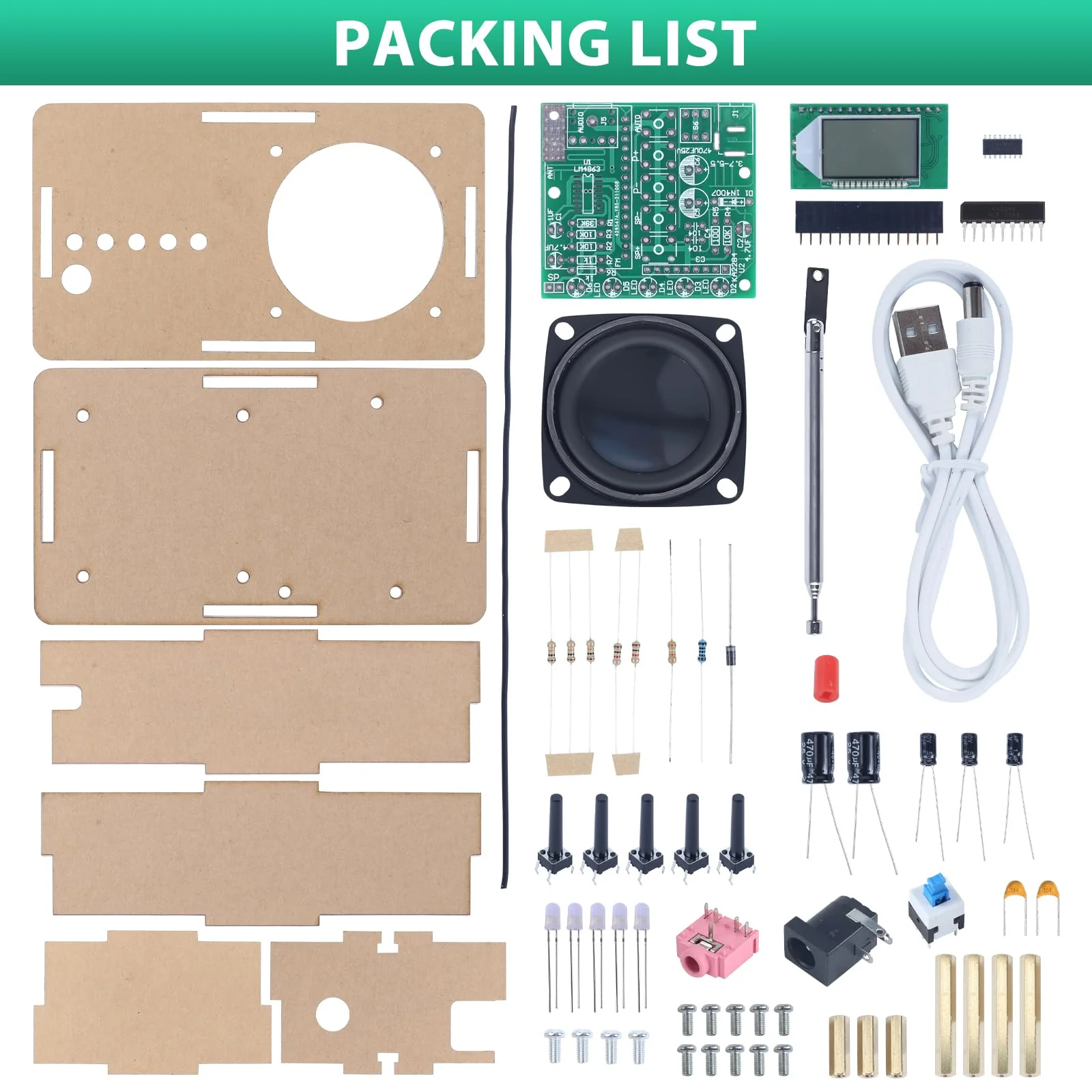 FM Radio Kit, Icstation Soldering Project Radio with LED Flashing Lights DIY Radio Kits with Headphone Jack LCD Display Soldering Practice Kit FM 76-108MHz for STEM Educational DIY Present - Image 2