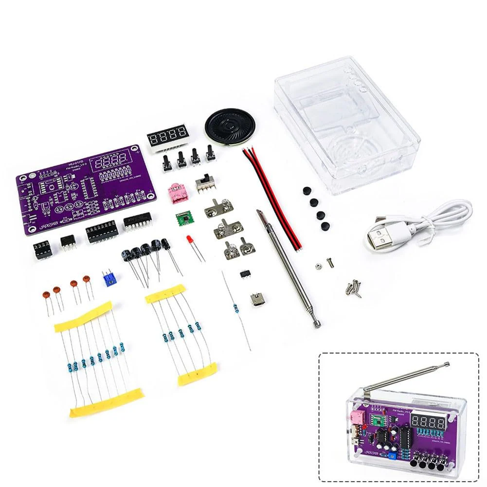 FM Radio Kit Soldering Practice Kits DIY Electronics Soldering Kit Radio Module Receiver Kit 87-108MHz (with Case) With Case - Image 2