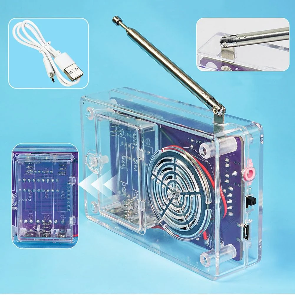 FM Radio Kit Soldering Practice Kits DIY Electronics Soldering Kit Radio Module Receiver Kit 87-108MHz (with Case) With Case - Image 5
