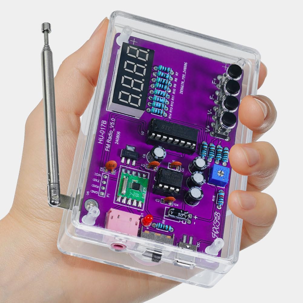 FM Radio Kit Soldering Practice Kits DIY Electronics Soldering Kit Radio Module Receiver Kit 87-108MHz (with Case) With Case - Image 7