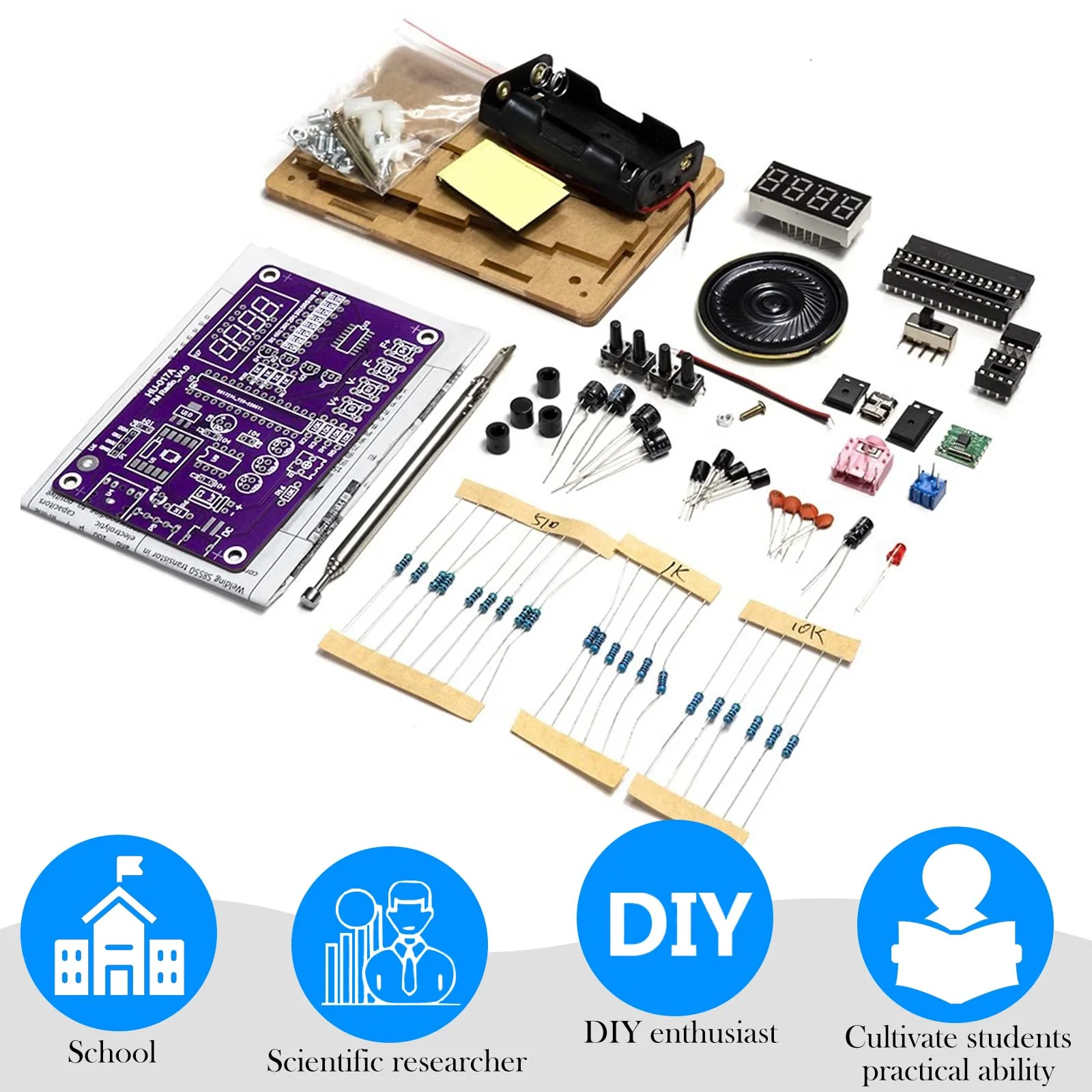 FM Radio Kits, DIY Soldering Projects 87-108MHz Radio Module, DIY Radio FM Receiver Kit, FM Radio DIY Kit for Learning and Teaching, with Acrylic Housing - Image 3
