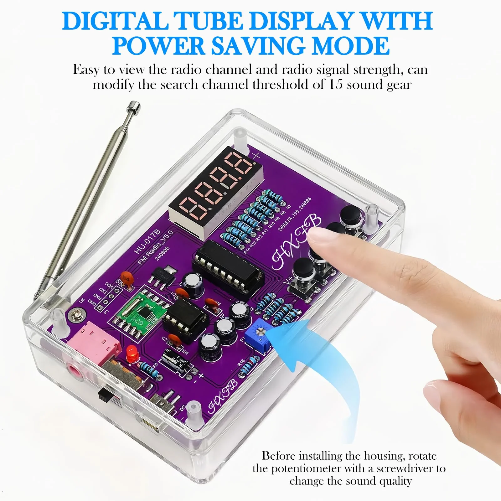 FM Radio Kits, DIY Soldering Projects 87-108MHz Radio Module, DIY Radio FM Receiver Kit, FM Radio DIY Kit for Learning and Teaching, with Acrylic Housing - Image 4