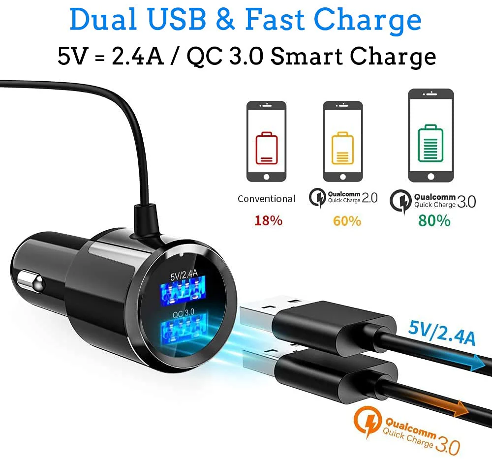 FM Transmitter Bluetooth 5.0 Hands-Free Car Kit with Quick Charge QC 3.0 Car Radio Adapter with Microphone CVC Noise Reduction - Image 2