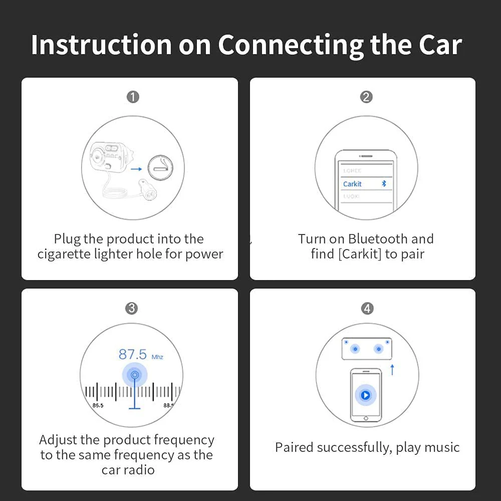 FM Transmitter Bluetooth 5.0 Hands-Free Car Kit with Quick Charge QC 3.0 Car Radio Adapter with Microphone CVC Noise Reduction - Image 6
