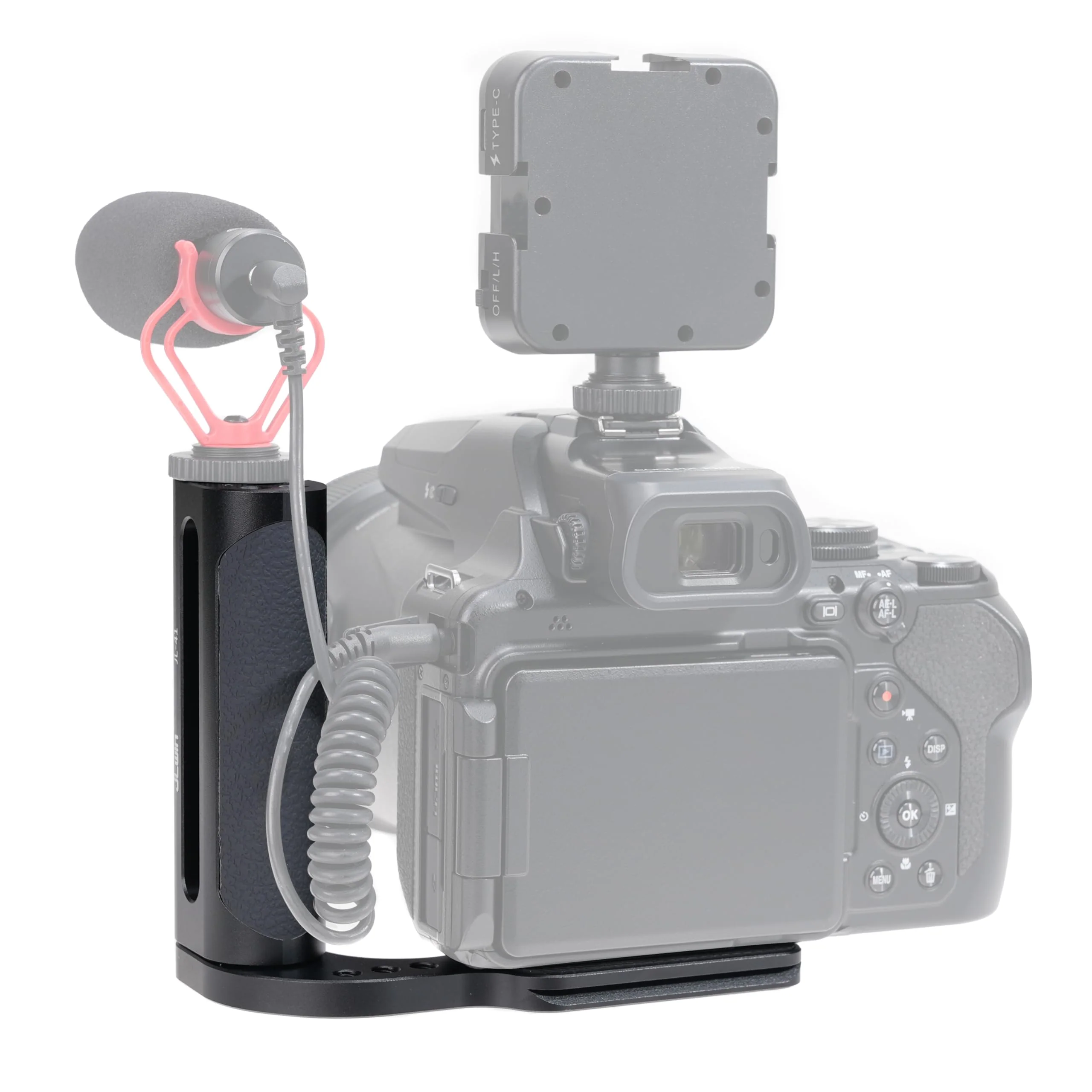 FocusFoto 2nd Gen L-Shaped Bracket Holder Stabilizer with Side Handle Grip Universal for DSLR Mirrorless Camera, with 1/4" Cold Shoe Mount for Mic Flash LED Light, Quick Release Plate for Arca Tripod - Image 6