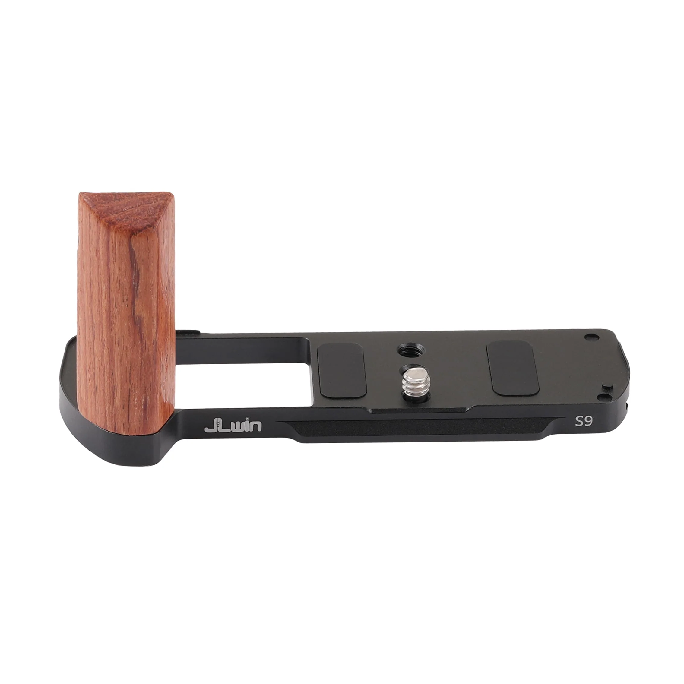 FocusFoto L-Shaped Wooden Handle Grip Quick Release Plate for Panasonic Lumix S9 Camera - Retro-Styled Handgrip, Arca Swiss Compatible Tripod Mount, Aluminum Alloy Baseplate (Black) Black Plate - Image 2