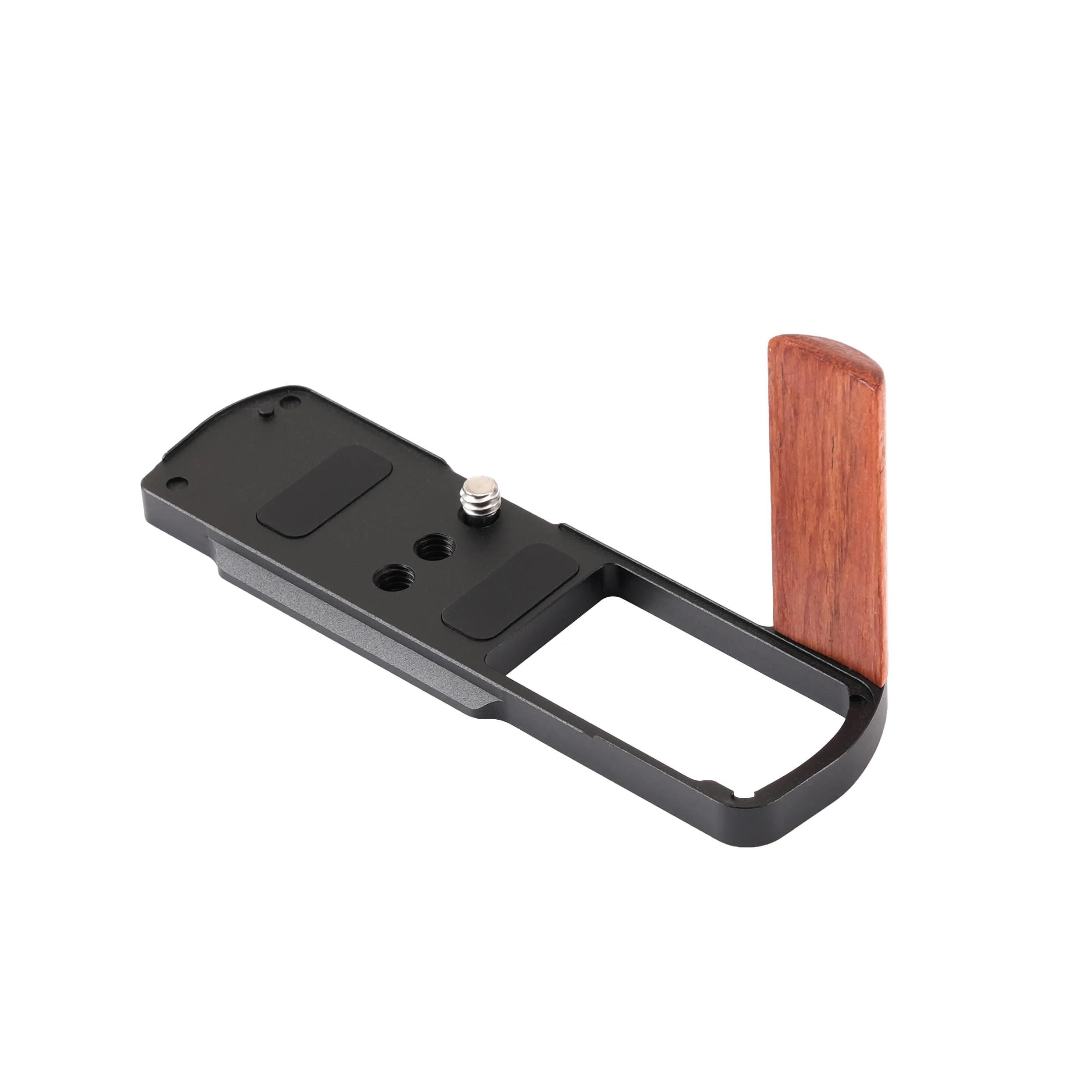 FocusFoto L-Shaped Wooden Handle Grip Quick Release Plate for Panasonic Lumix S9 Camera - Retro-Styled Handgrip, Arca Swiss Compatible Tripod Mount, Aluminum Alloy Baseplate (Black) Black Plate - Image 3