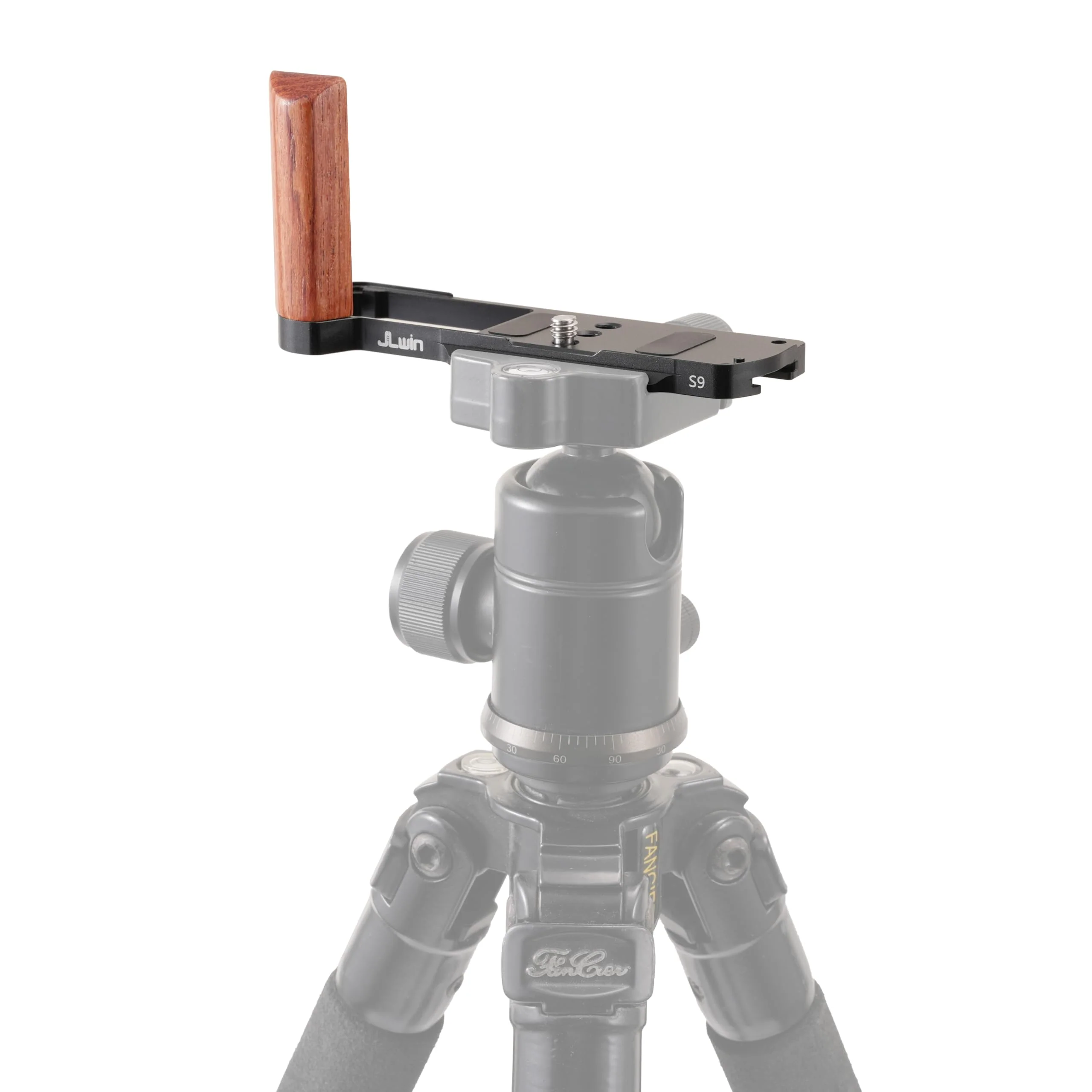 FocusFoto L-Shaped Wooden Handle Grip Quick Release Plate for Panasonic Lumix S9 Camera - Retro-Styled Handgrip, Arca Swiss Compatible Tripod Mount, Aluminum Alloy Baseplate (Black) Black Plate - Image 6