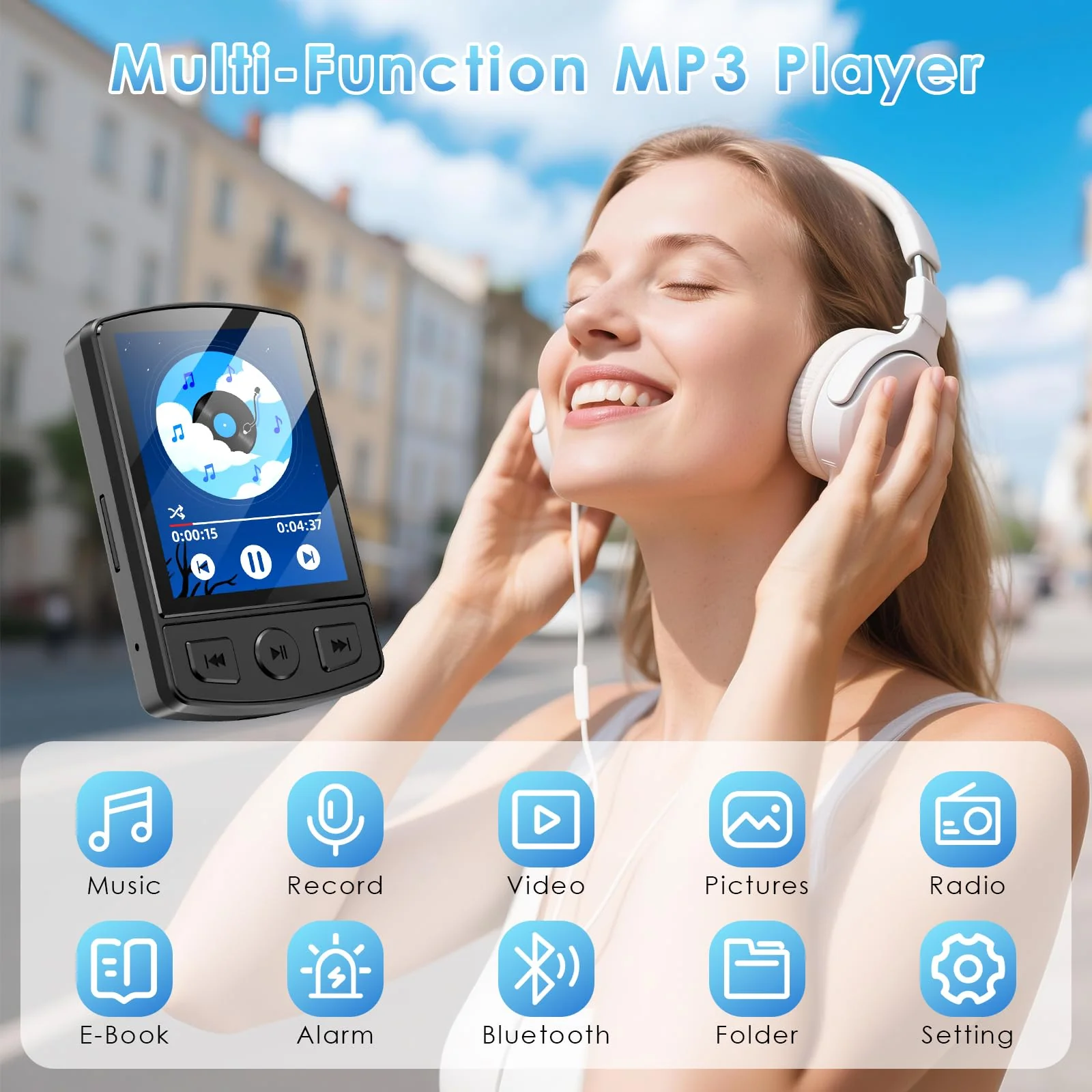 Fohil MP3 Player with Bluetooth 5.2, 64GB Portable MP3 Player with Clip, Mini MP3 Music Player with Earphones FM Radio E-Book Reading HiFi-Speaker, Best Gift for Music Lovers - Image 6