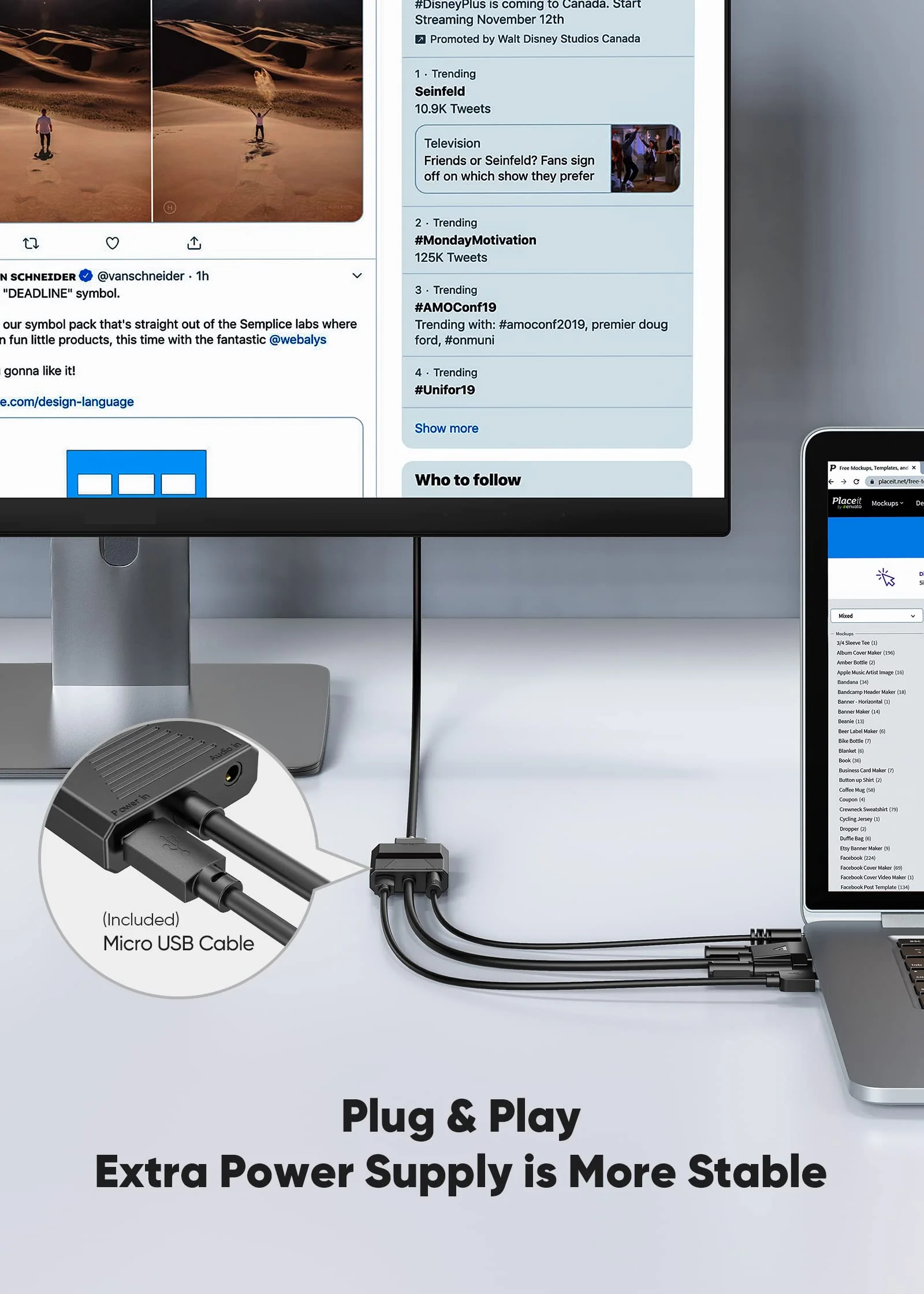 FOINNEX VGA to HDMI Adapter, Only from Computer/Laptop VGA Source to HDMI TV/Monitor, 1080P Male VGA to Female HDMI Converter Adaptador for Desktop Laptop Projector to Monitor HDTV, 0.33FT 0.33FT/0.1M VGA to HDMI Adapter - Image 3