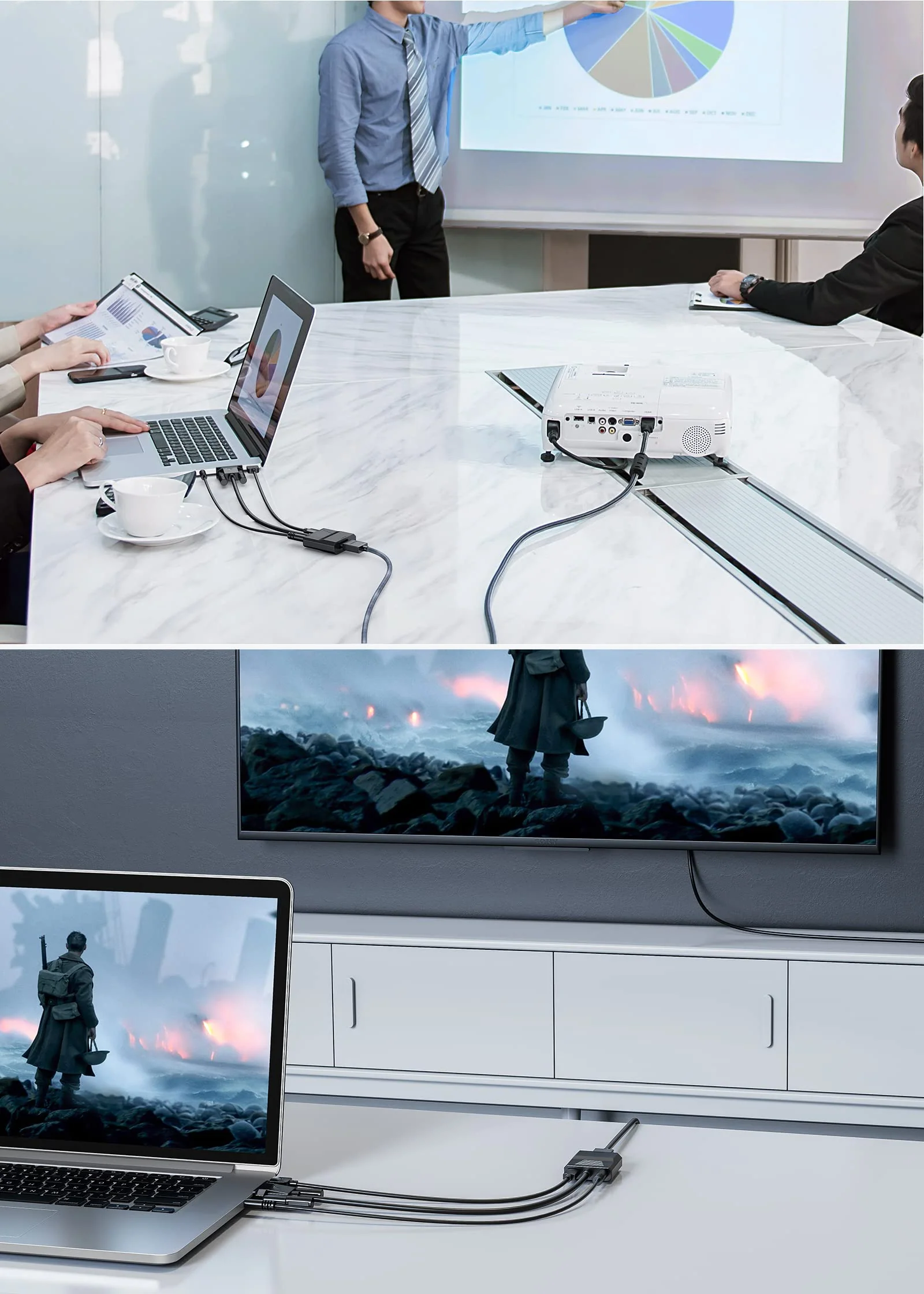 FOINNEX VGA to HDMI Adapter, Only from Computer/Laptop VGA Source to HDMI TV/Monitor, 1080P Male VGA to Female HDMI Converter Adaptador for Desktop Laptop Projector to Monitor HDTV, 0.33FT 0.33FT/0.1M VGA to HDMI Adapter - Image 6