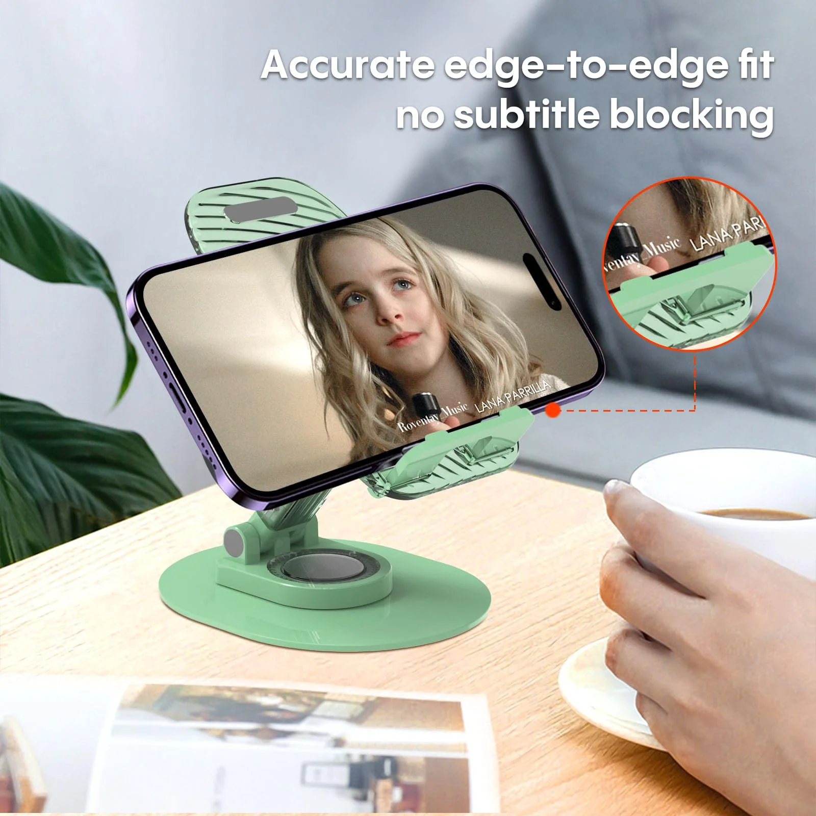 Foldable Desktop Phone Holder, Phone Holder on Desk Compatible with iPhone15, 14, 13 Pro Max Mini, Suitable for 3.5-12.9 inch Phones and Tablet Computer. (Green) Green - Image 2