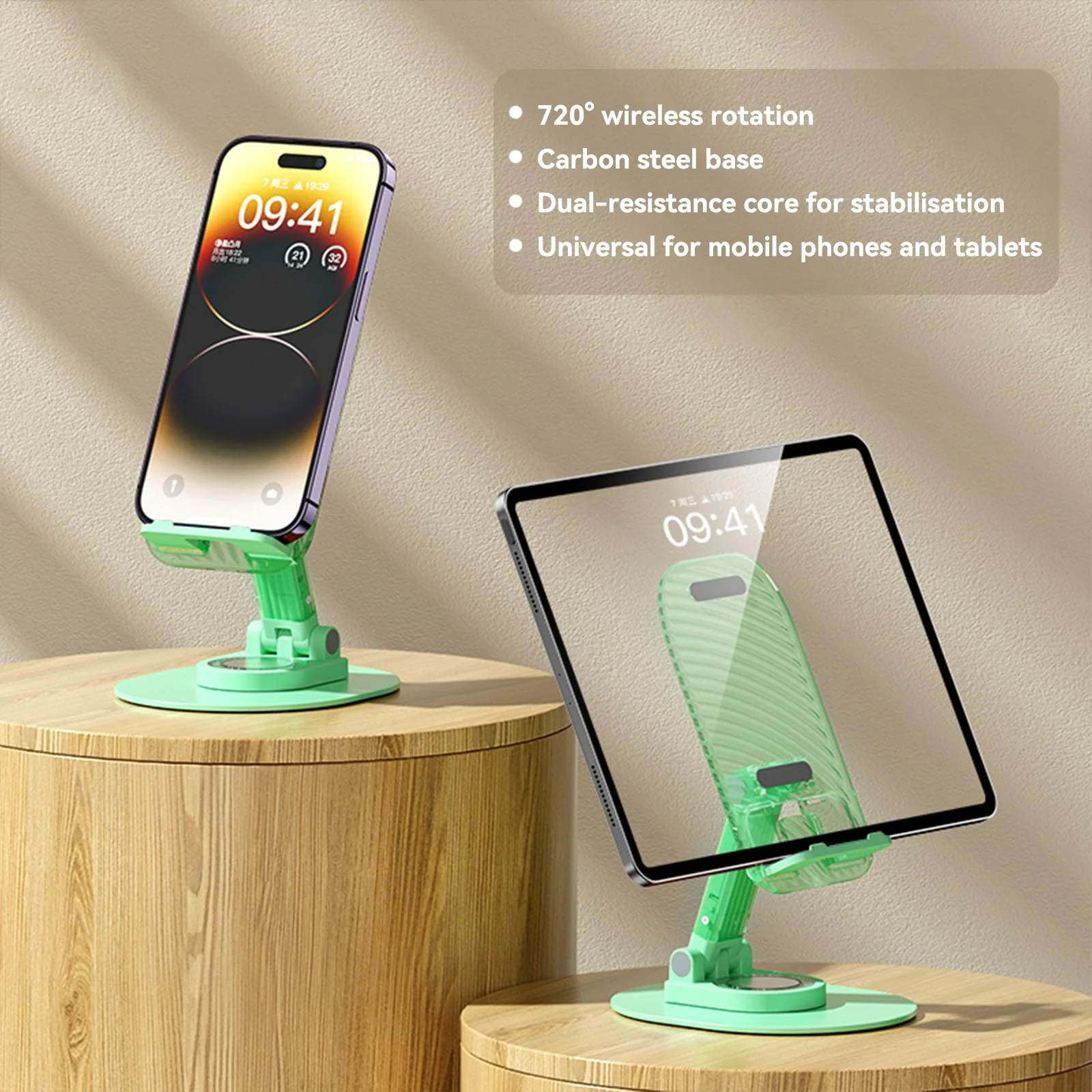 Foldable Desktop Phone Holder, Phone Holder on Desk Compatible with iPhone15, 14, 13 Pro Max Mini, Suitable for 3.5-12.9 inch Phones and Tablet Computer. (Green) Green - Image 6