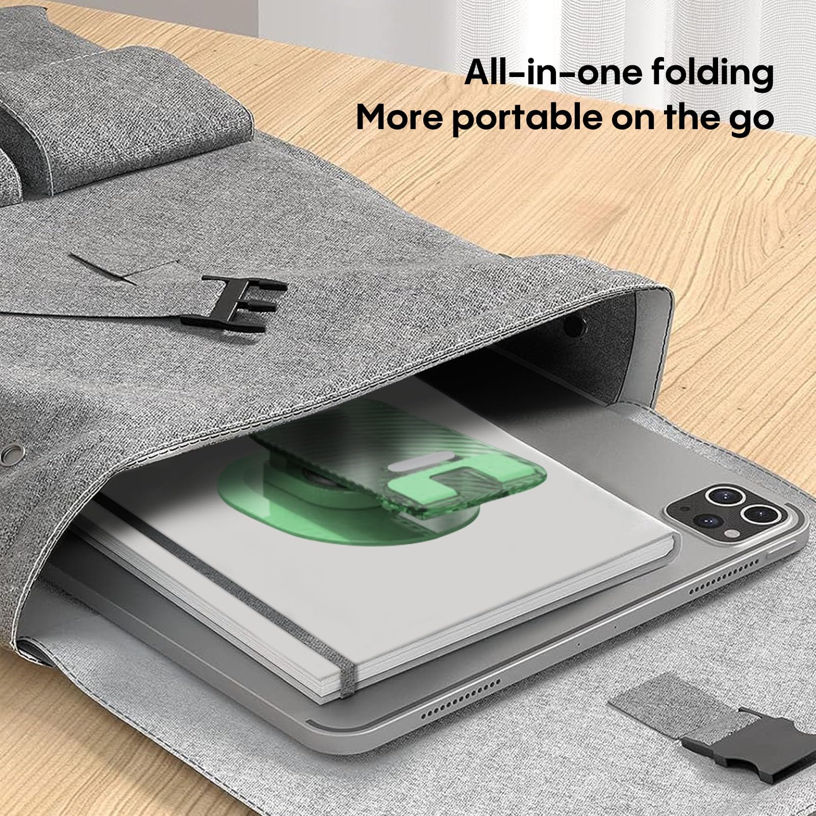 Foldable Desktop Phone Holder, Phone Holder on Desk Compatible with iPhone15, 14, 13 Pro Max Mini, Suitable for 3.5-12.9 inch Phones and Tablet Computer. (Green) Green - Image 8