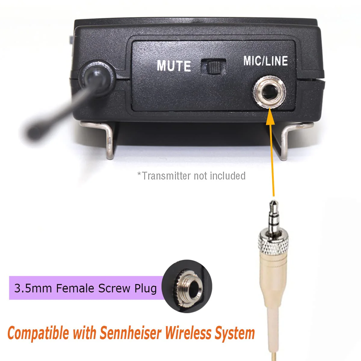 Foldable Headset Microphone Condenser Omnidirectional Double Over Ear Earset Headworn Mic Compatible with Sennheiser Wireless System Bodypack Transmitter with 1.2m Cable 3.5mm Female Screw Plug - Image 5