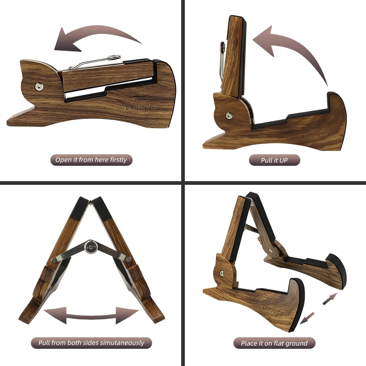 Foldable Wooden Guitar Stand Portable Guitar Holder A-Frame Bracket for Electric Acoustic Classical Guitars Bass(Zebra Wood) - Image 4