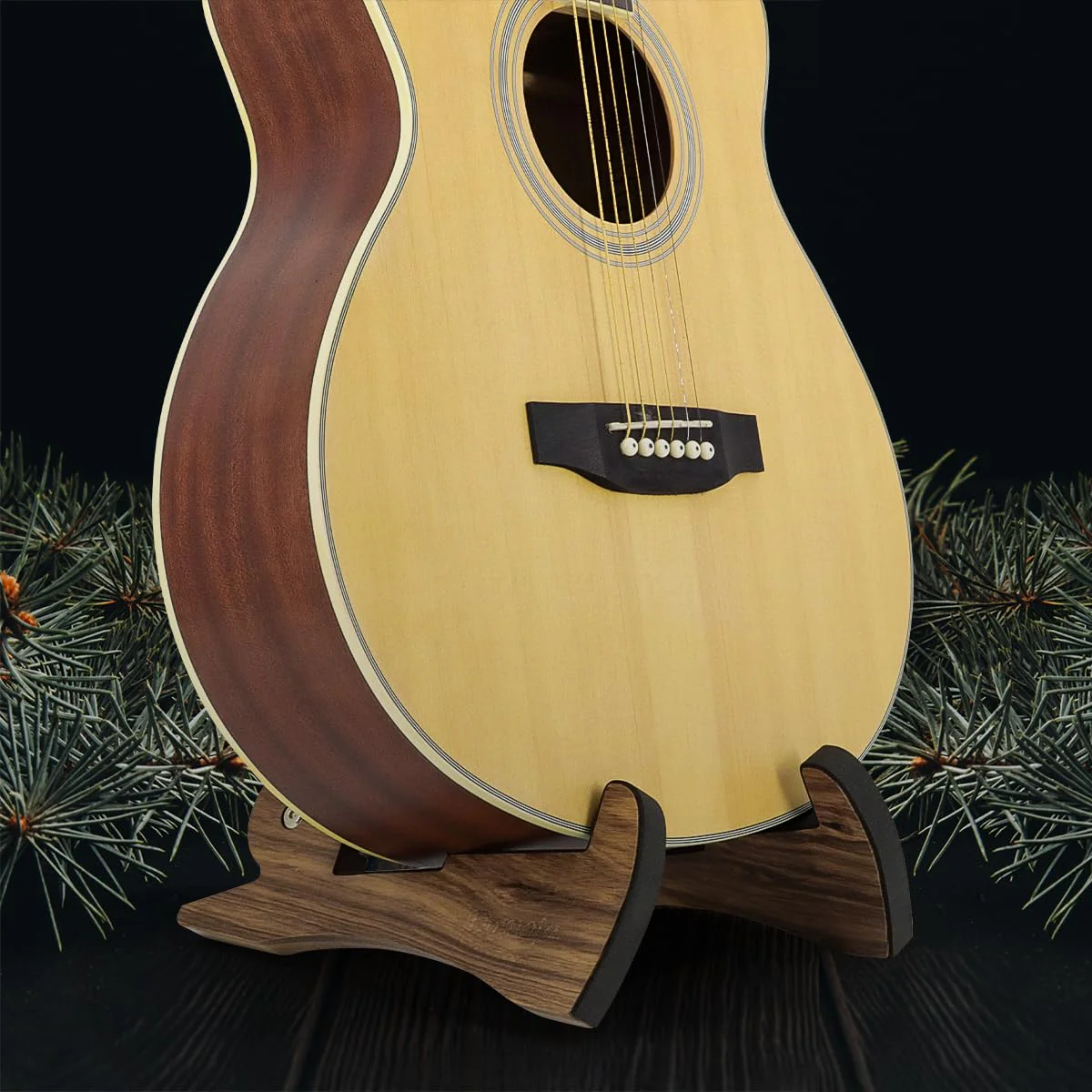 Foldable Wooden Guitar Stand Portable Guitar Holder A-Frame Bracket for Electric Acoustic Classical Guitars Bass(Zebra Wood) - Image 6