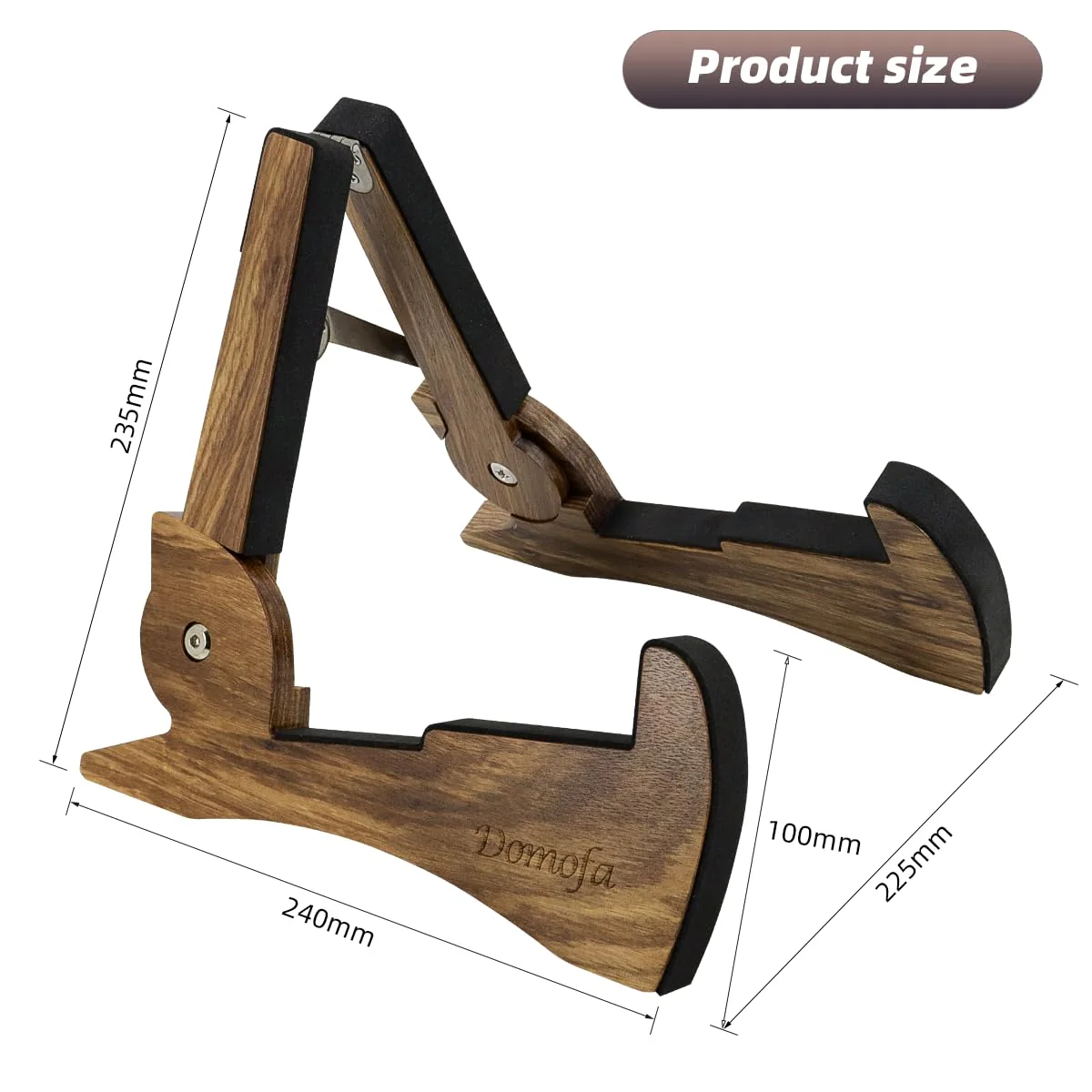 Foldable Wooden Guitar Stand Portable Guitar Holder A-Frame Bracket for Electric Acoustic Classical Guitars Bass(Zebra Wood) - Image 7
