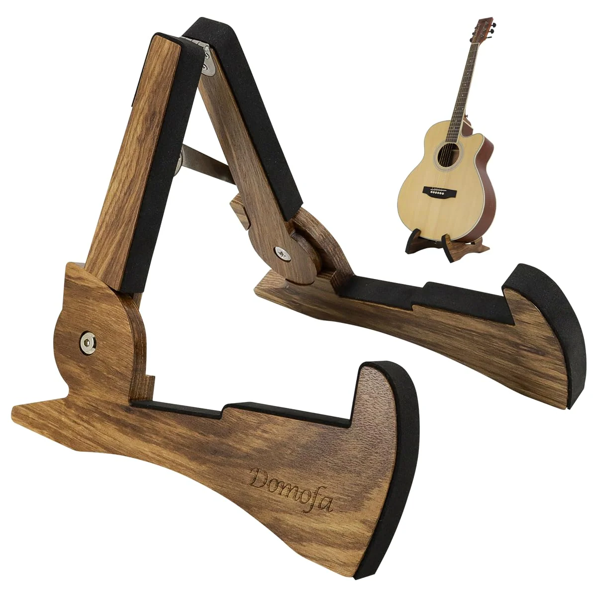 Foldable Wooden Guitar Stand Portable Guitar Holder A-Frame Bracket for Electric Acoustic Classical Guitars Bass(Zebra Wood) - Image 8