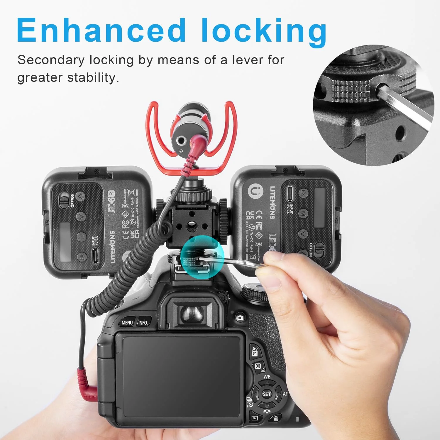 Fomito LX-3 3-Head Cold Shoe Mount with 1/4"-20 Thread for Camera Cage Flash LED Monitor Microphone etc - Image 8
