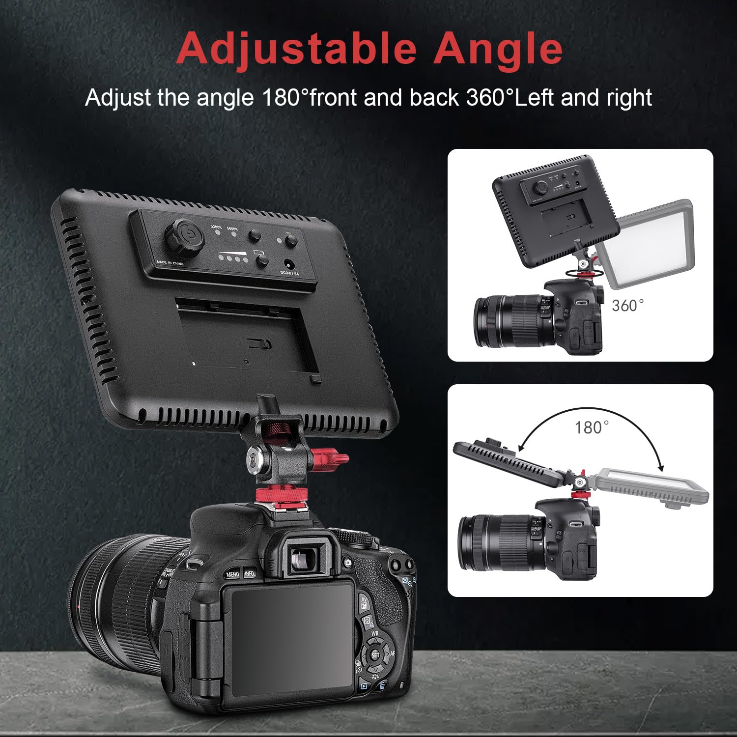 FOMITO Metal Camera Monitor Mount with 1/4" Serew and Cold Shoe, Rotary Adapter 360° Swivel Universal for Flash Speedlite, Field Monitor, LED Video Light, Microphone,etc - Red Color Single mount - Image 4