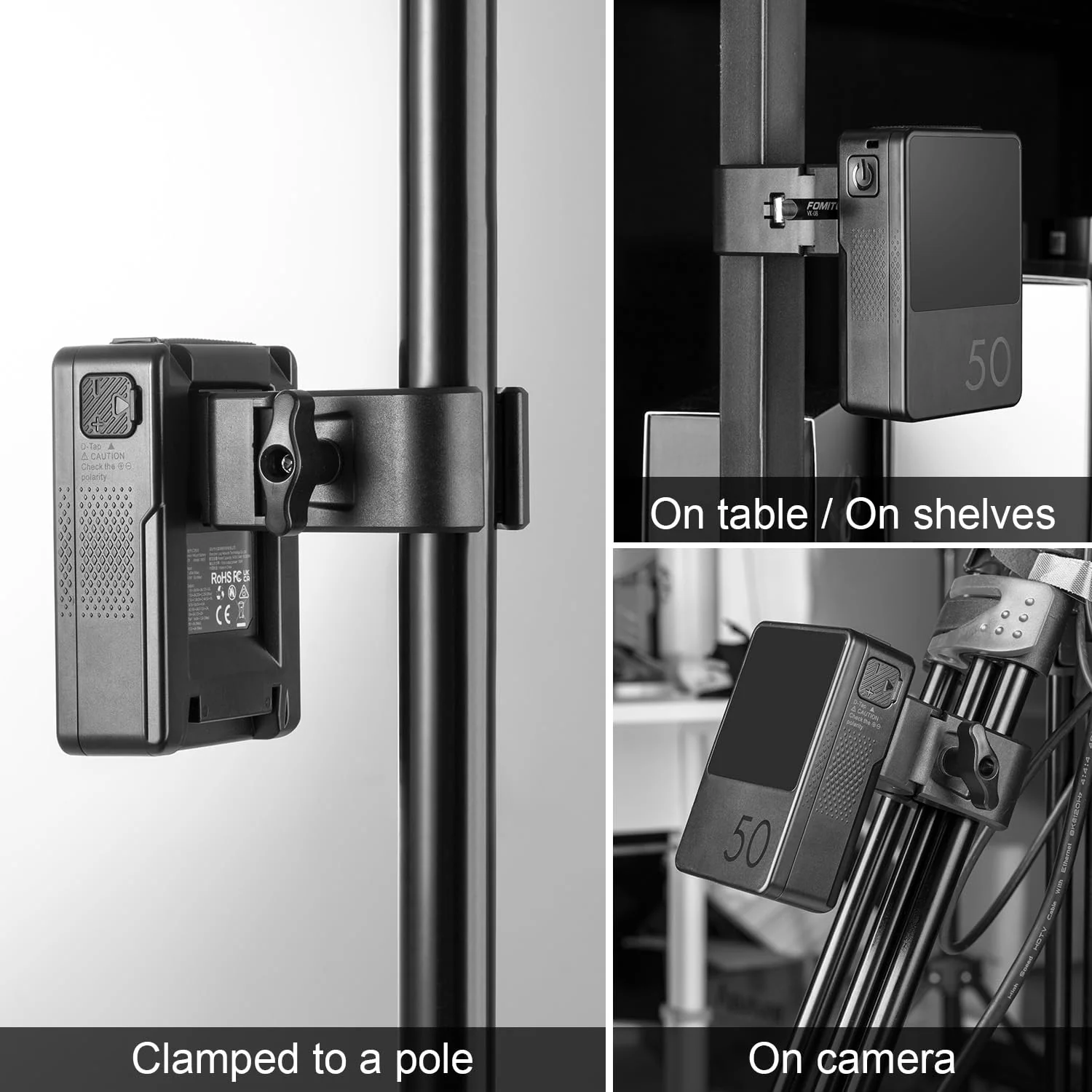 Fomito V-Mount Battery Clamp, Quick Release Plate for Sony BP Battery, Professional Camera Mount Black - Image 3