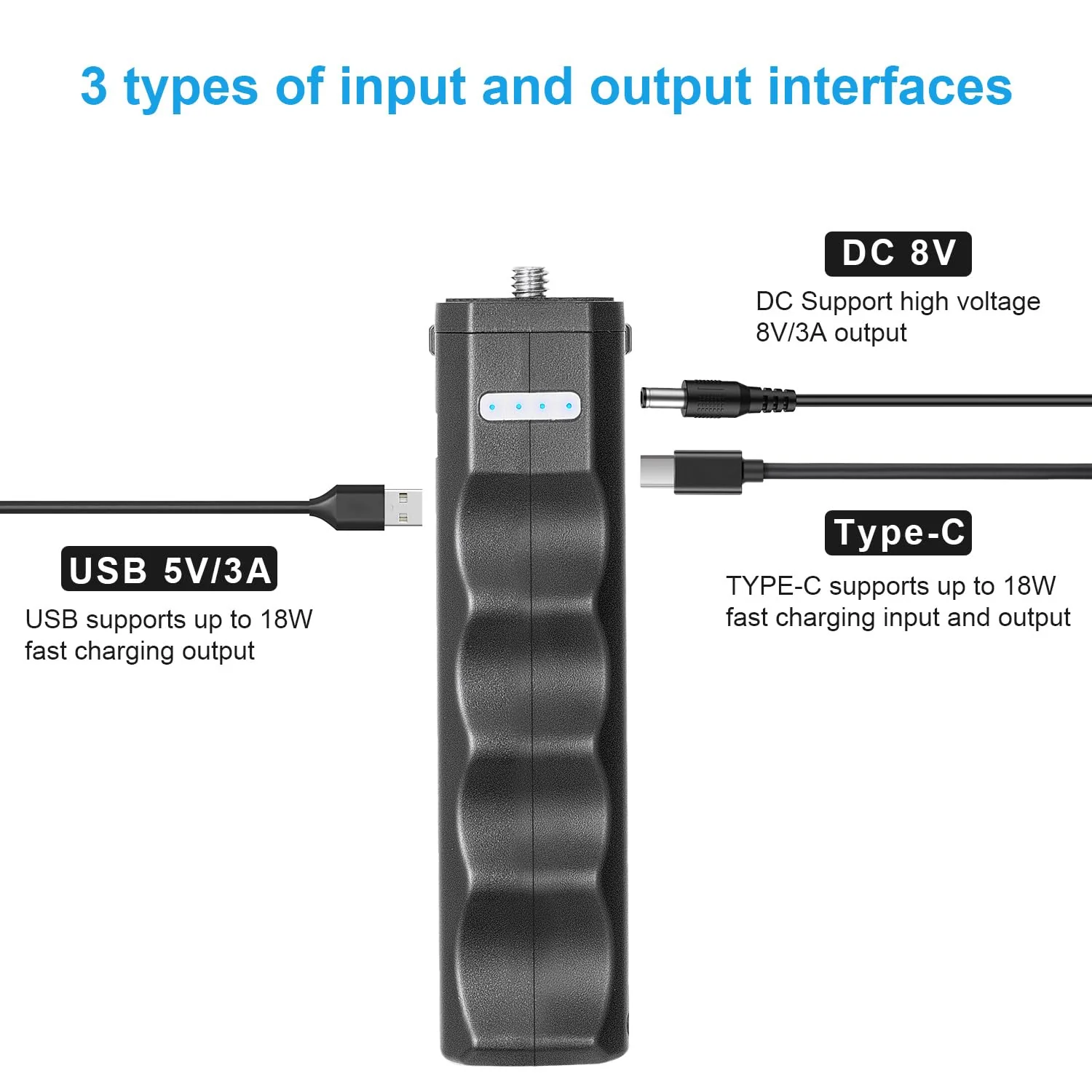 FOMITO VB-38W Charging Grip for Camera & Phone 6000mAh Battery 18W Fast Charging One-Handed Stabilizer with 1/4" Screw Honeycomb Anti-Slip & Ergonomic Design - Image 3