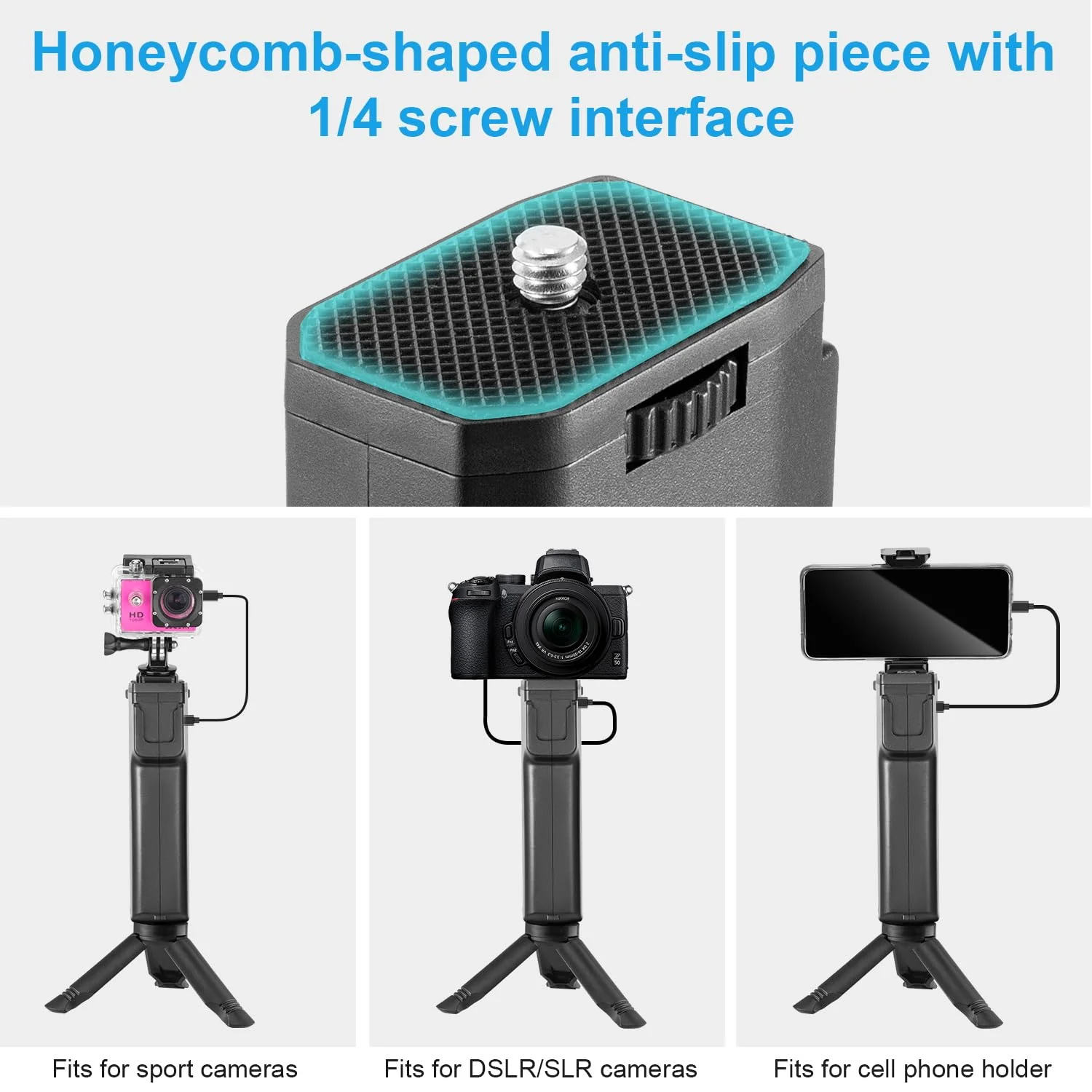 FOMITO VB-38W Charging Grip for Camera & Phone 6000mAh Battery 18W Fast Charging One-Handed Stabilizer with 1/4" Screw Honeycomb Anti-Slip & Ergonomic Design - Image 5