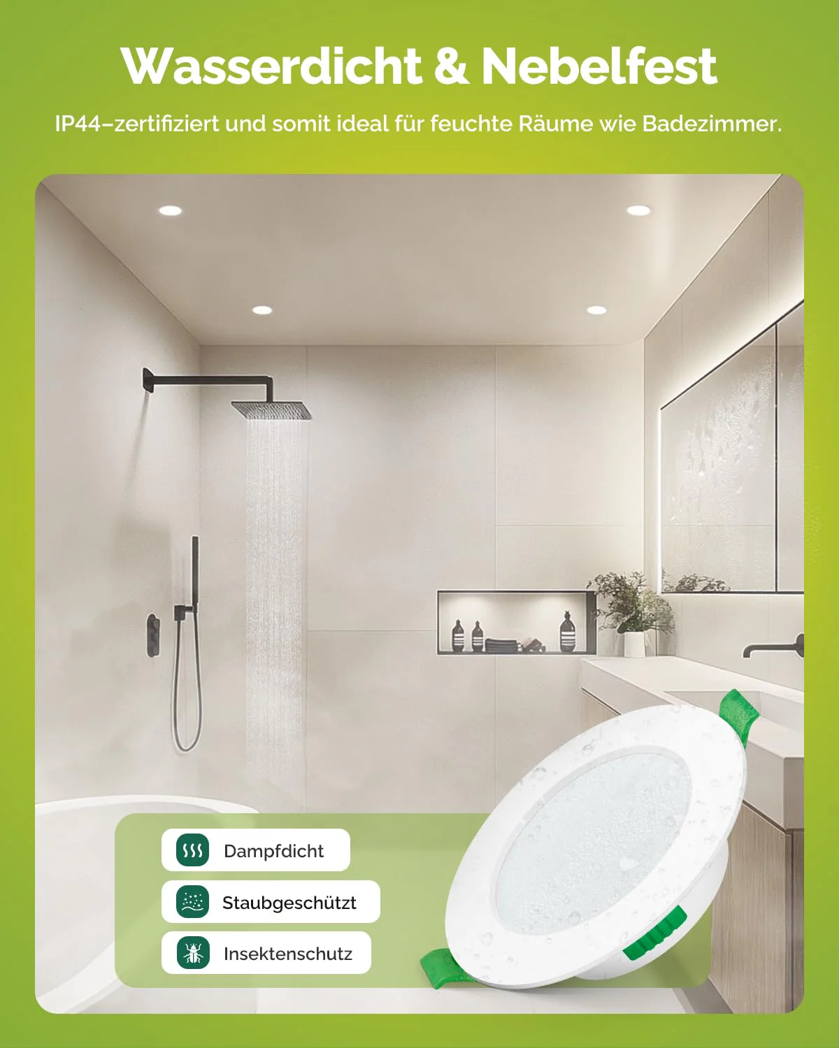 Fondiiz Set of 12 LED Recessed Spotlights, 230 V, Dimmable, 6 W, 700 lm, LED Spotlights, Warm White, 2700 K, Neutral White, 4000 K, Cool White, 6000 K, IP44 Ceiling Spotlights, LED 98 mm for Bathroom - Image 4