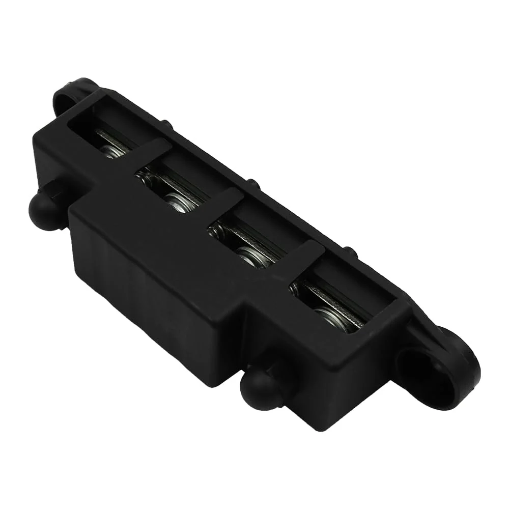 FONGKNOX 12V to 48V 250A Busbar 4 Way 4 Port Distribution Block M8 (5/16") with Black Cover Negative Terminal Stud for Cars Vans RV Trucks Boats Yachts - Image 2