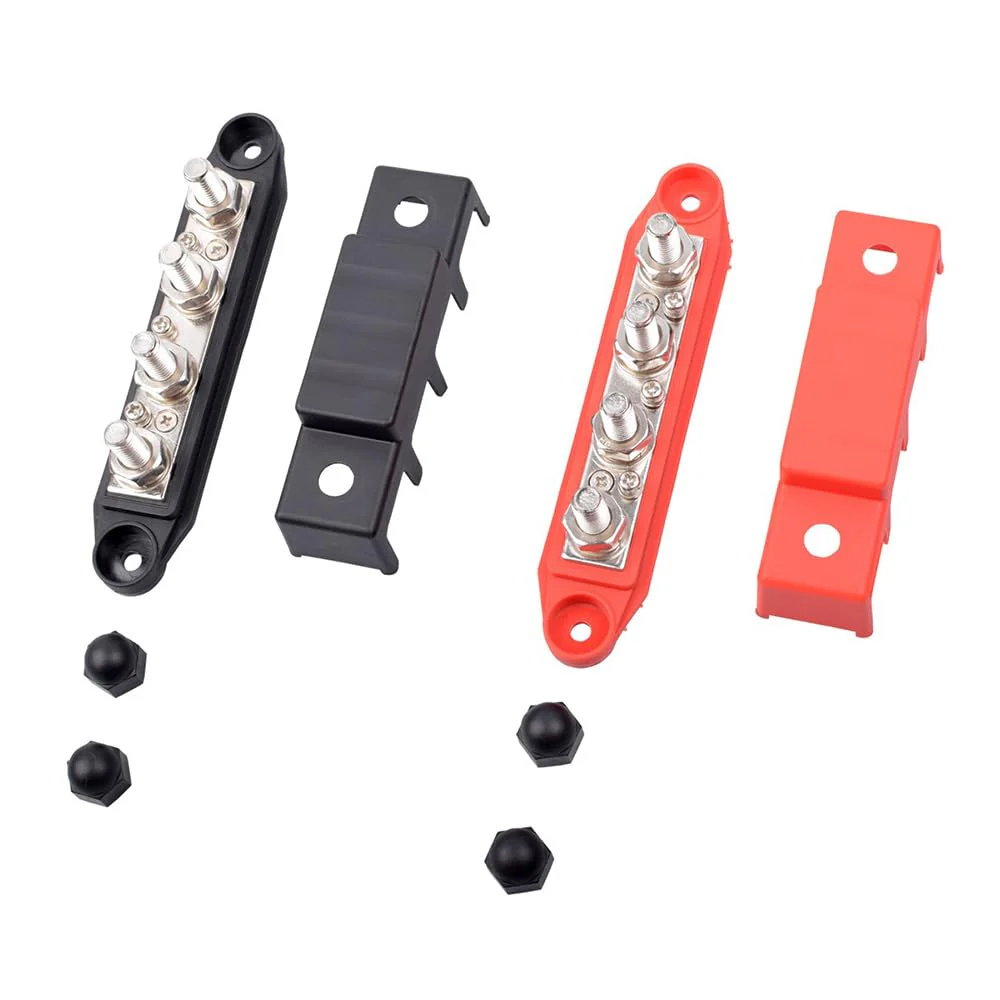 FONGKNOX 12V to 48V 250A Busbar 4 Way 4 Port Distribution Block M8 (5/16") with Black Cover Negative Terminal Stud for Cars Vans RV Trucks Boats Yachts - Image 5