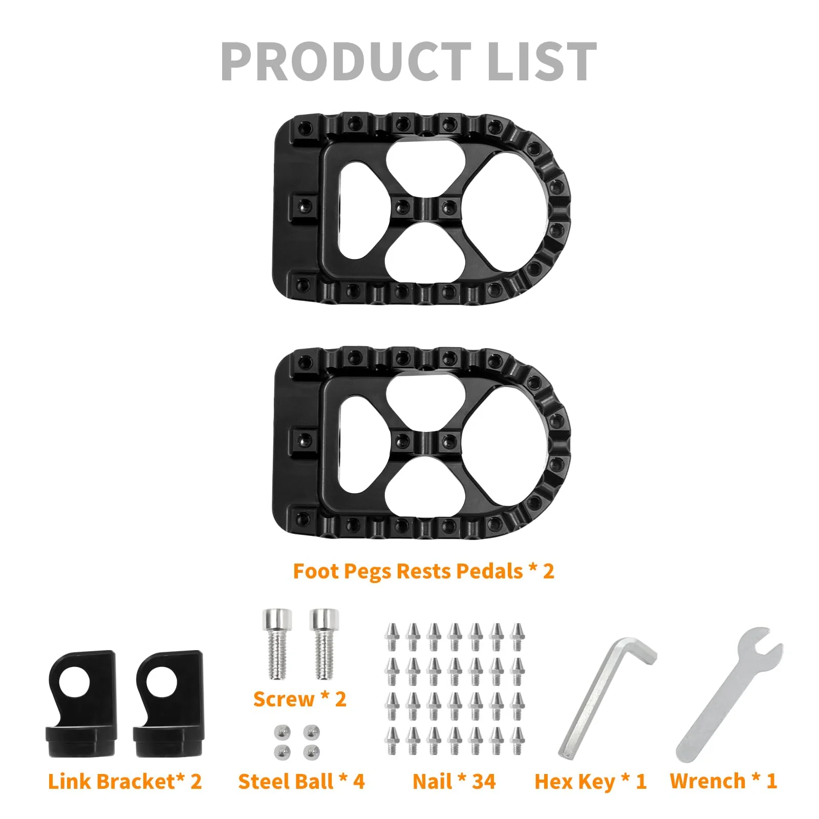 Foot Pegs MX Offroad Footpegs CNC 360° Roating Fit For Harley Sportster Iron 883 Softail Street Glide Dyna Fatboy Black Black with Cone Spikes - Image 4