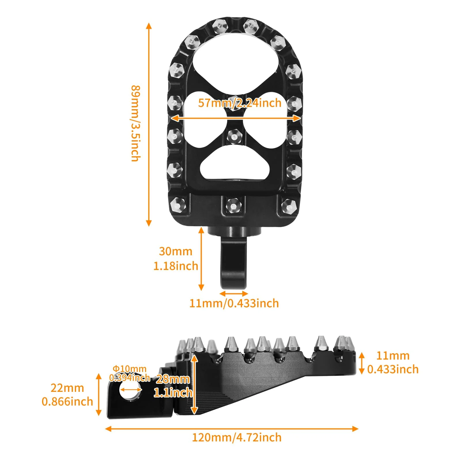 Foot Pegs MX Offroad Footpegs CNC 360° Roating Fit For Harley Sportster Iron 883 Softail Street Glide Dyna Fatboy Black Black with Cone Spikes - Image 5