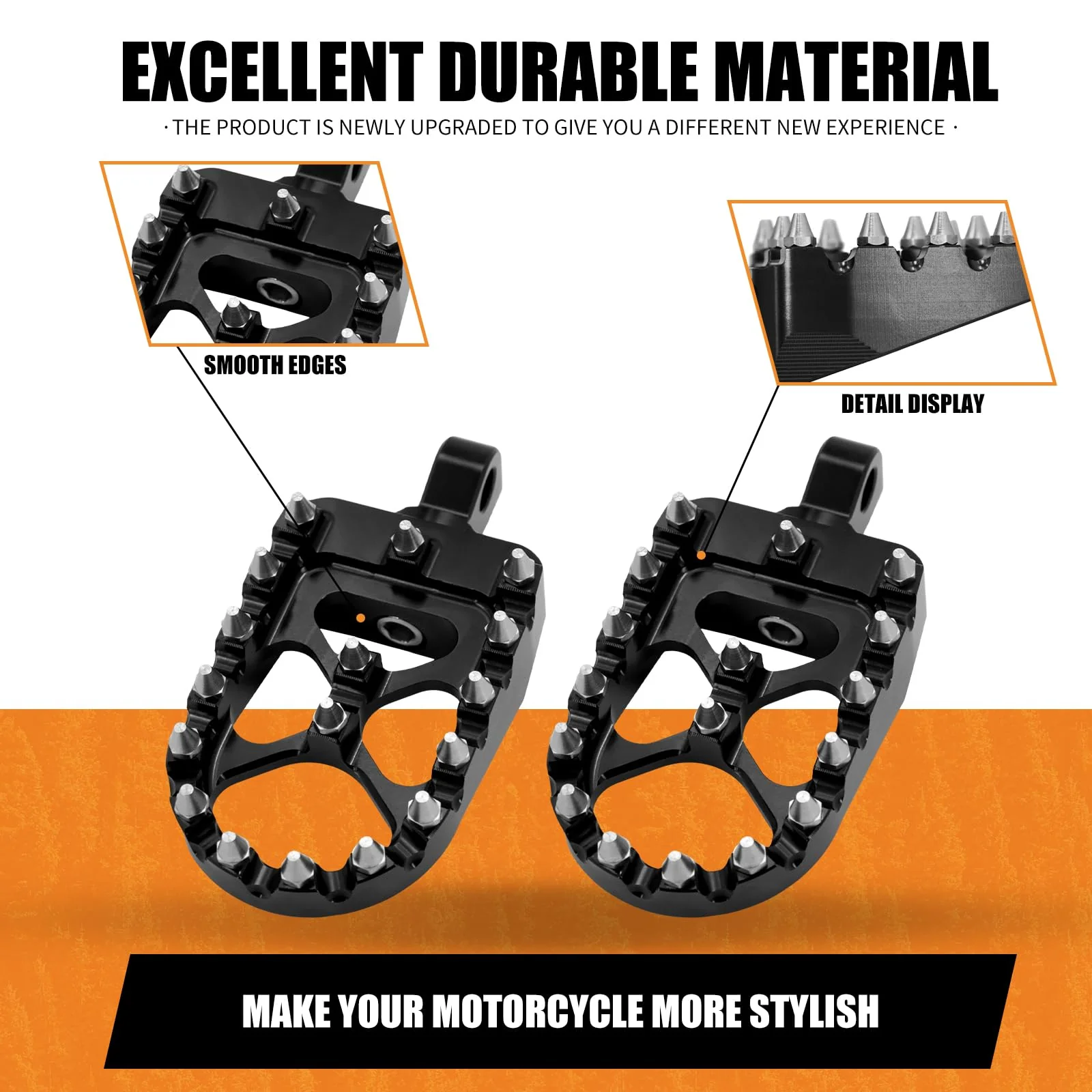 Foot Pegs MX Offroad Footpegs CNC 360° Roating Fit For Harley Sportster Iron 883 Softail Street Glide Dyna Fatboy Black Black with Cone Spikes - Image 7