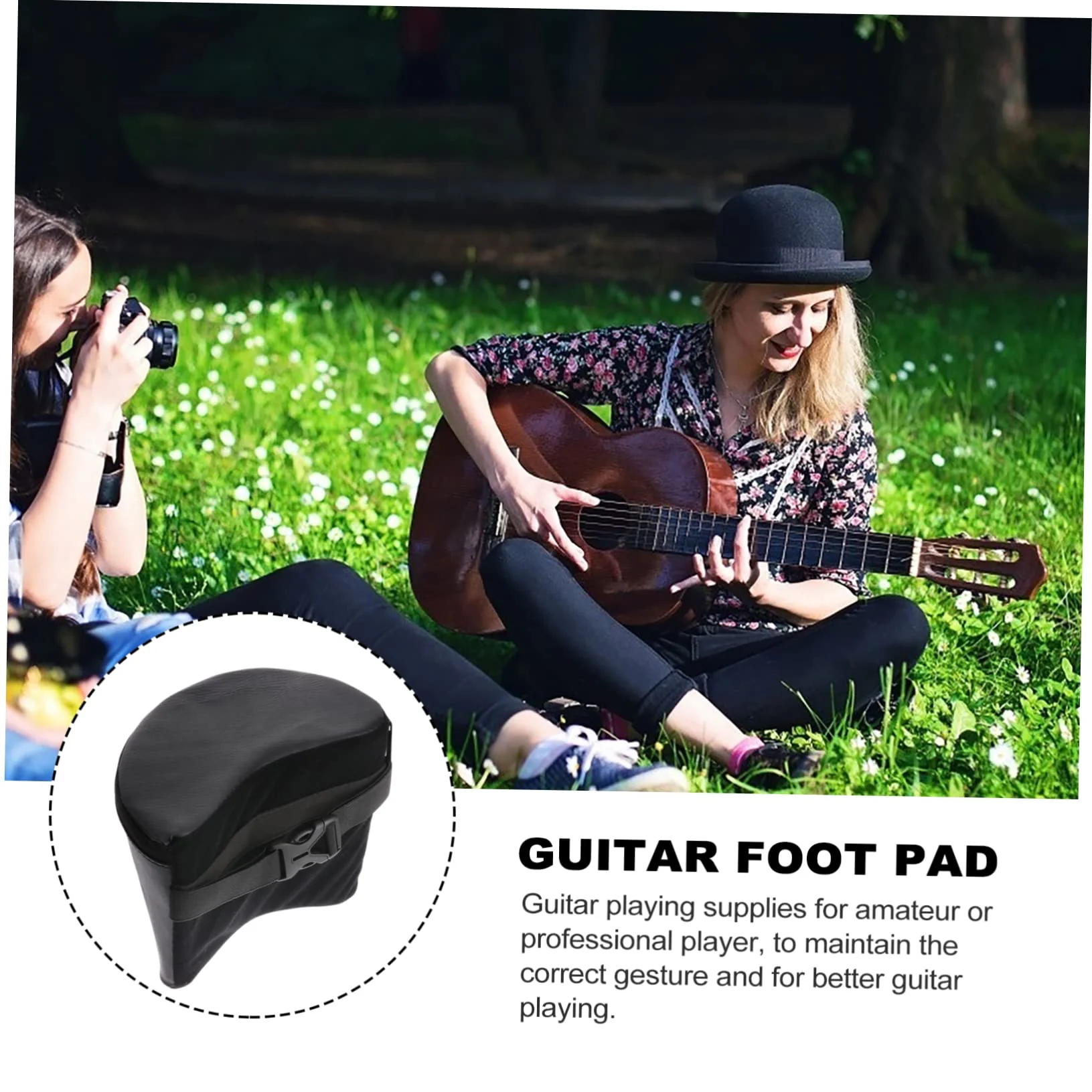 Foot Stand for Guitar Lap Guitar Ukulele Cushion Classical Rest Mat Arm Pad Floor Mat Black Guitar Playing Rest Pad Guitar Leg Rest Guitar Foot Rest Classical Guitar Cushion - Image 3