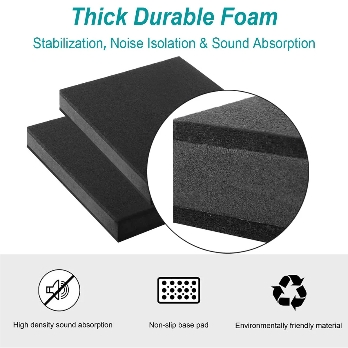 for 5''- 8'' Studio Monitor Speaker Noise Isolation Pads 3-Layer Acoustic Stand Riser Foam Subwoofer Isolation Pad Audio Vibration Platform Stabilizer Medium - for 5-8 inches - Image 3