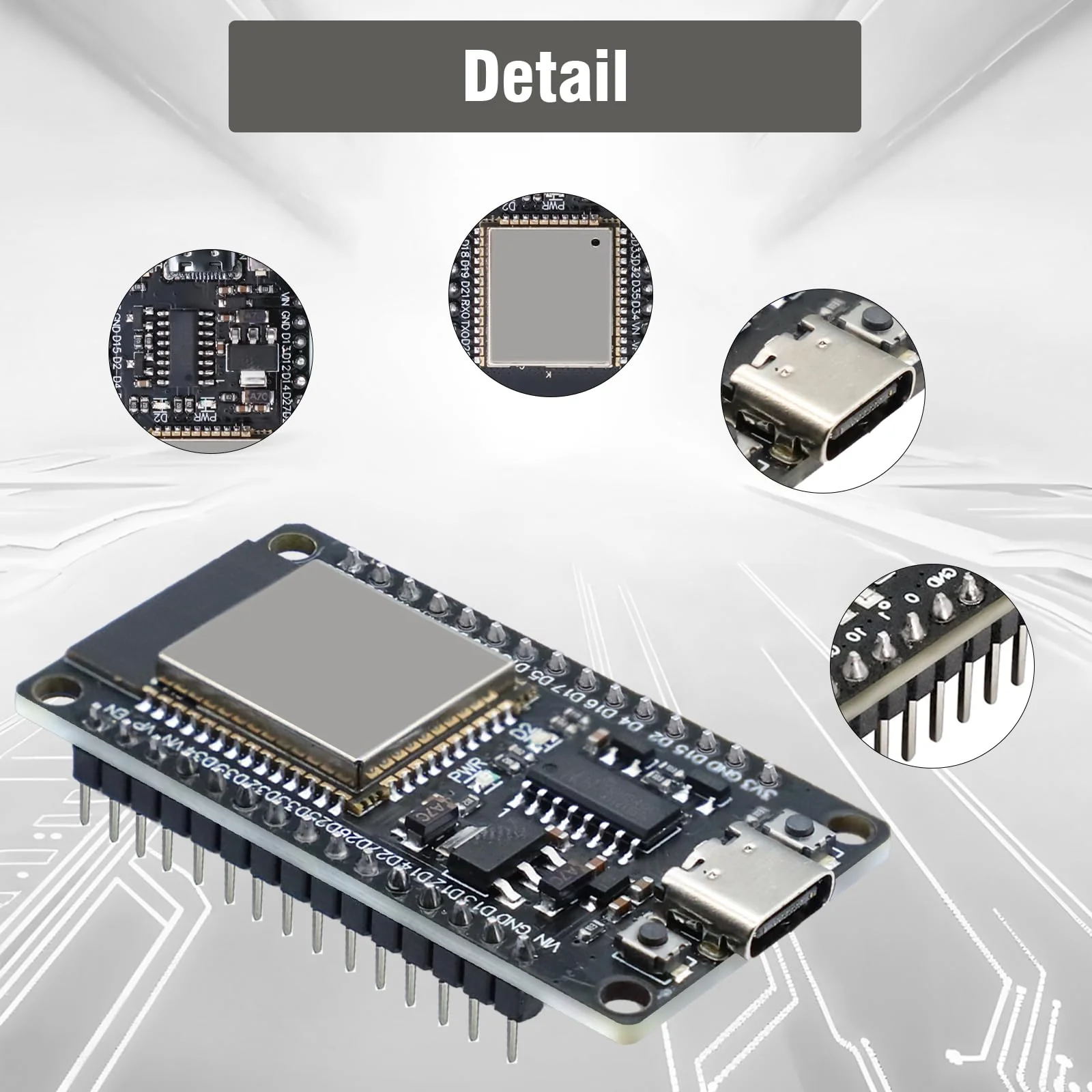 For ESP32 NodeMCU Development Board, QIQIAZI for ESP32 NodeMCU for ESP32 USB C Module, 2.4 GHz WiFi + Bluetooth Dual-Cores, with CH340 Chip, for Arduino (Pack of 2) - Image 2