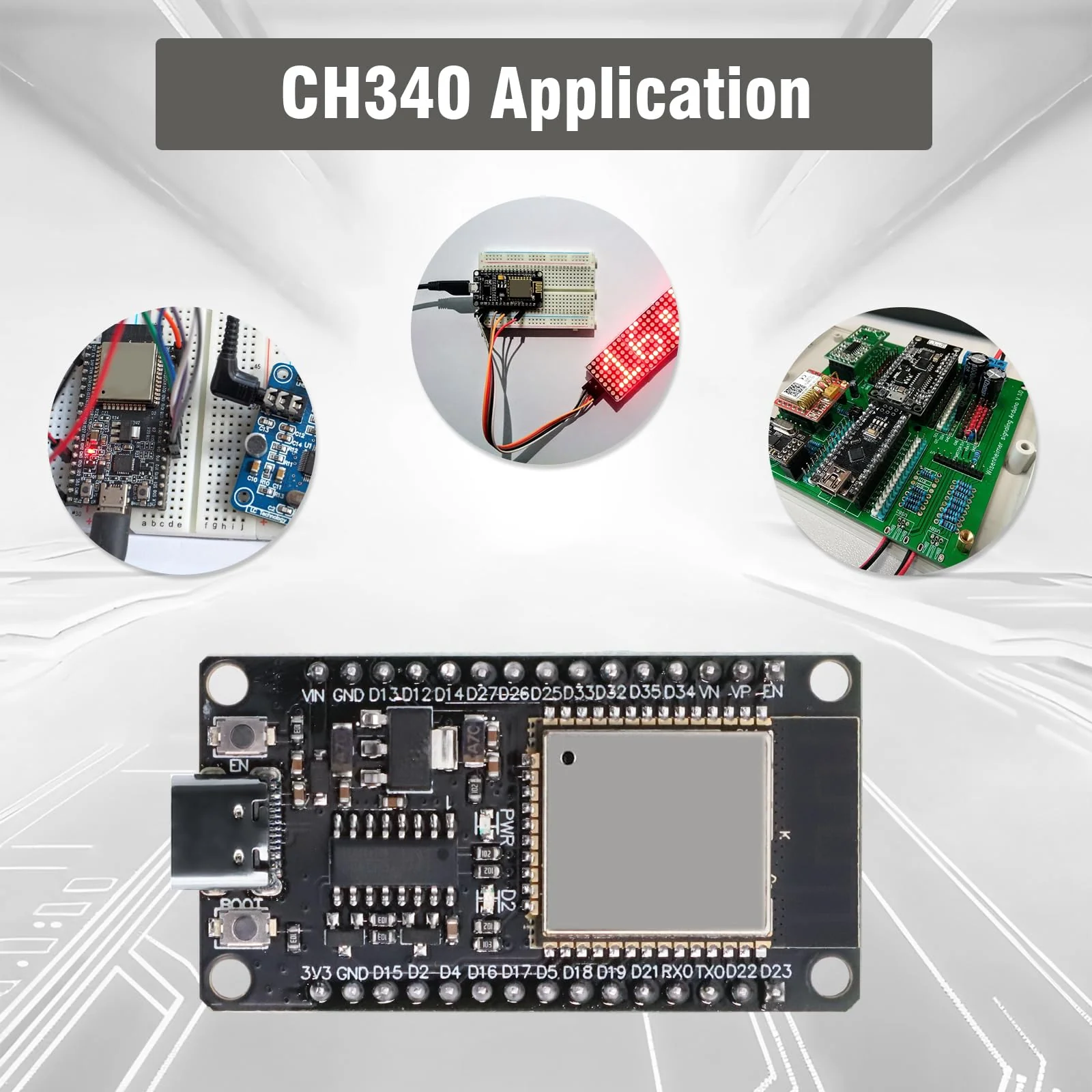 For ESP32 NodeMCU Development Board, QIQIAZI for ESP32 NodeMCU for ESP32 USB C Module, 2.4 GHz WiFi + Bluetooth Dual-Cores, with CH340 Chip, for Arduino (Pack of 2) - Image 4