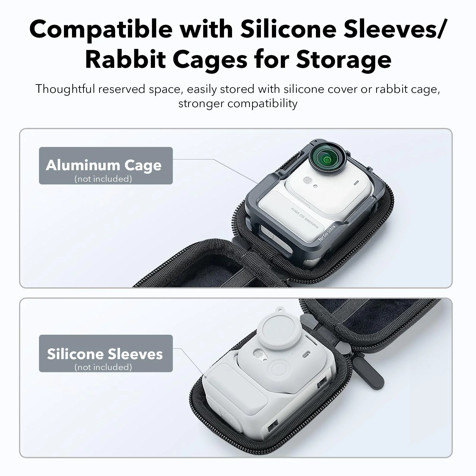 for Insta360 Go Ultra Accessories, Portable Mini Carrying Case Bag, Lens Screen Protectors (4 Pack) and Rubber Lens Cap Cover for Insta 360 Go Ultra Accessories - Image 7