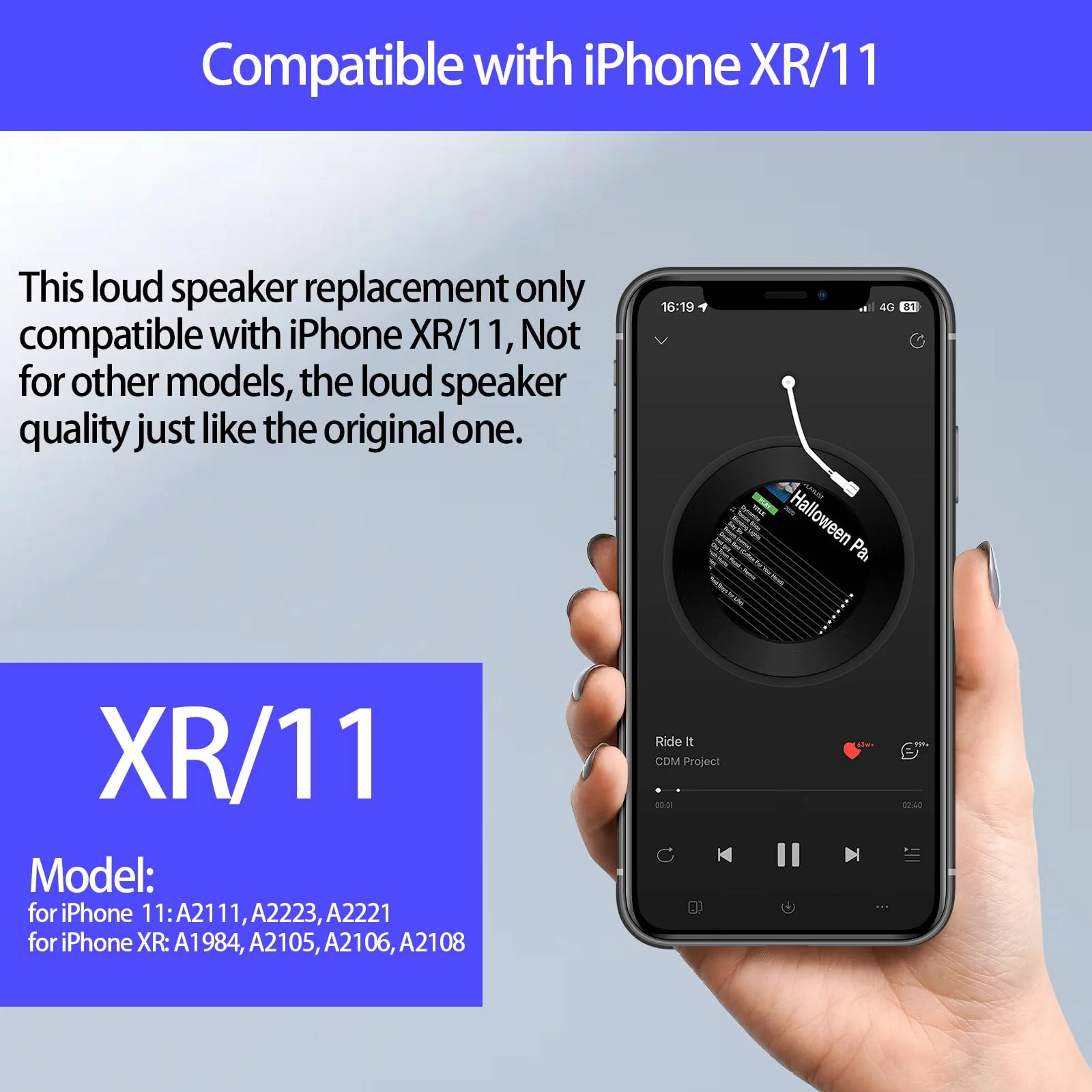 for iPhone XR Loud Speaker Replacement for iPhone 11 Loud speaker Sound Buzzer Ringer with a Full Set Repair Tool Kit A1984, A2105, A2106, A2108, A2111, A2223, A2221 - Image 4